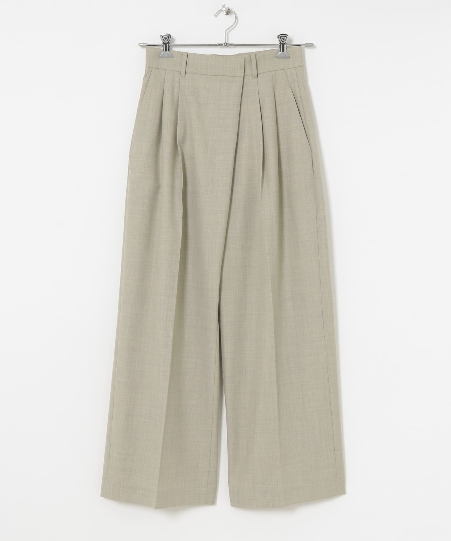 杢ウールアシメタックワイドパンツ L.GRAY 36