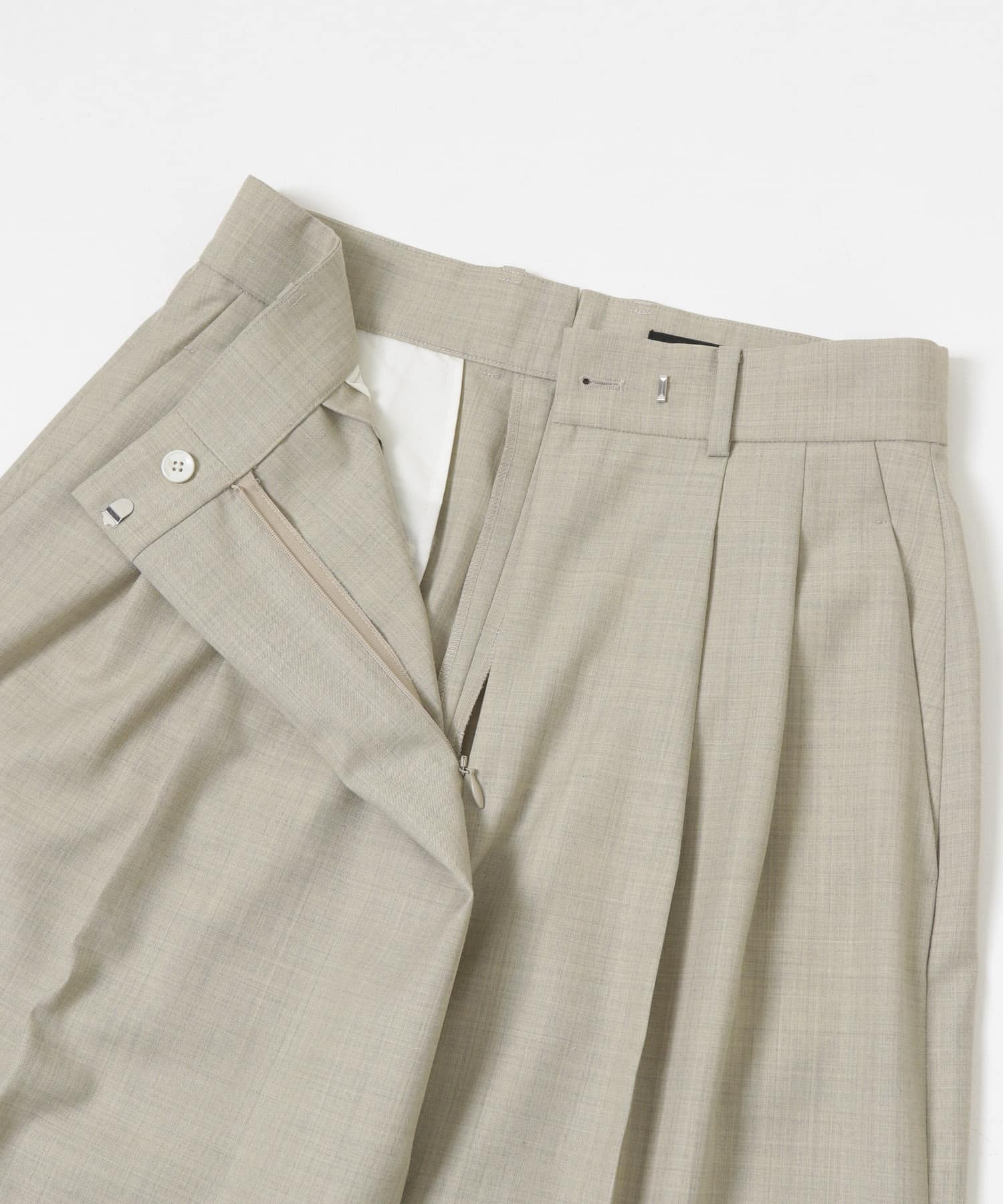 杢ウールアシメタックワイドパンツ L.GRAY 36