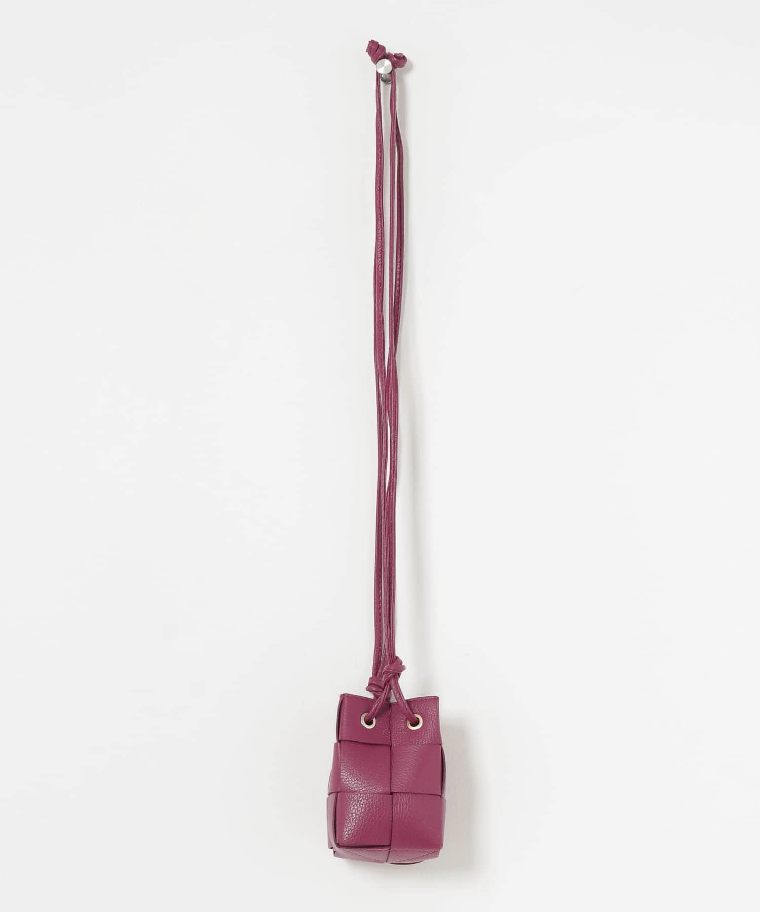 メッシュ巾着レザーバッグ BORDEAUX -