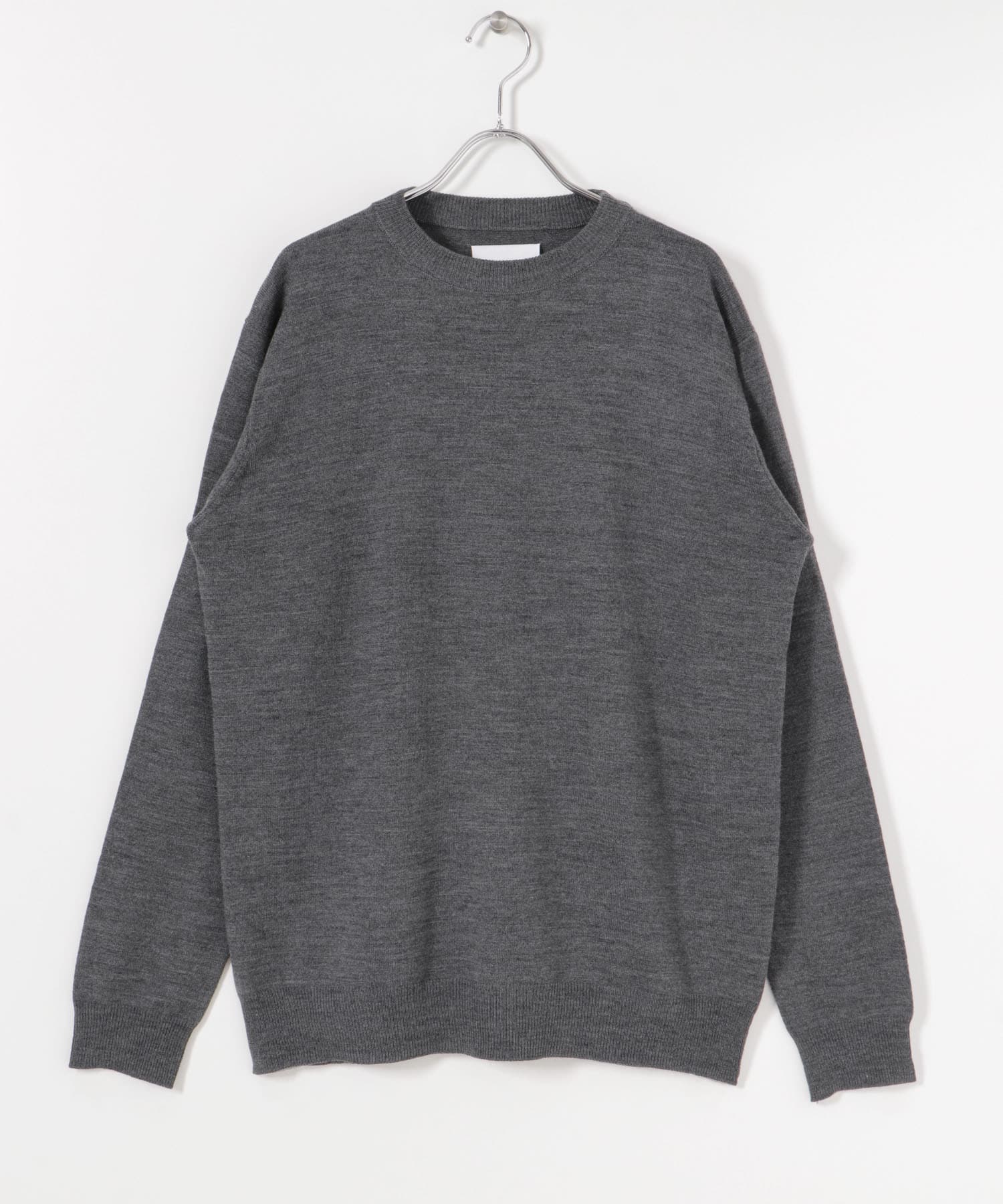 WASHABLEウール クルーネックニット CHARCOAL M