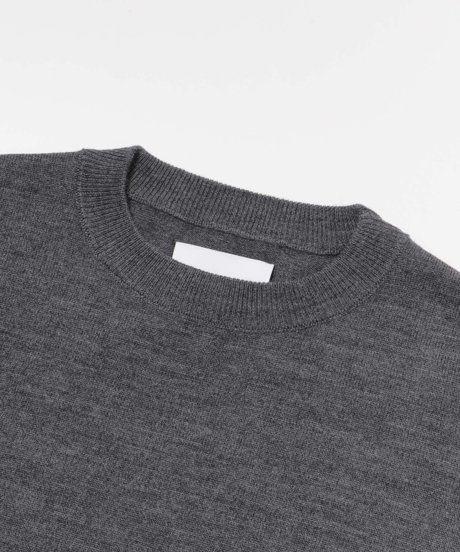 WASHABLEウール クルーネックニット CHARCOAL M