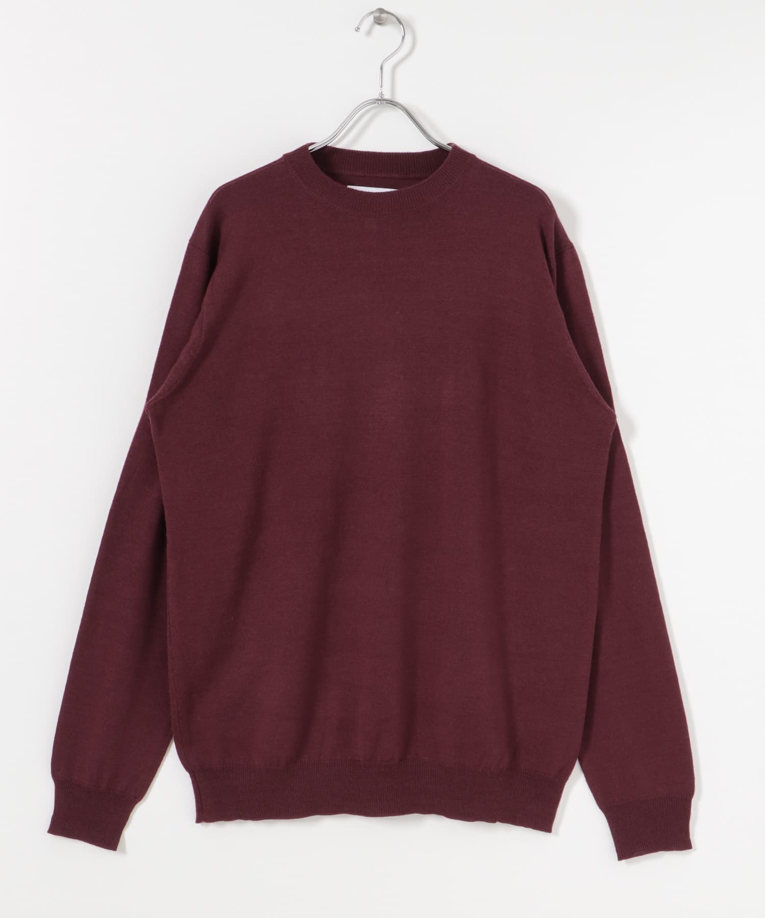 WASHABLEウール クルーネックニット BORDEUX M