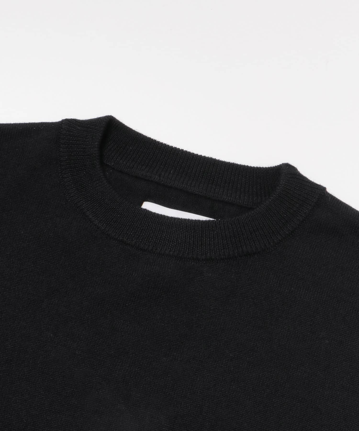 WASHABLEウール クルーネックニット BLACK M