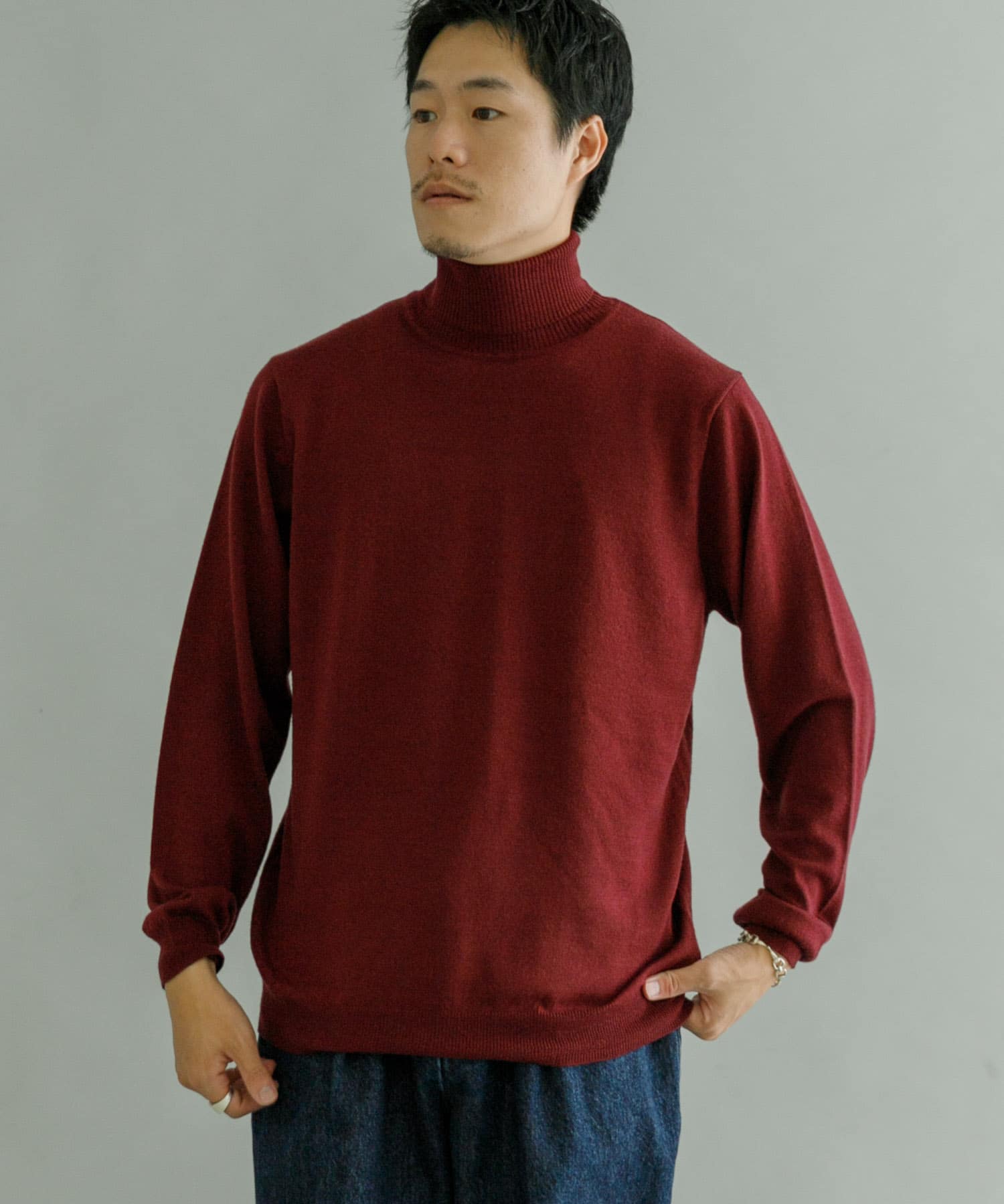 WASHABLEウール タートルネックニット(S IVORY): トップス｜URBAN