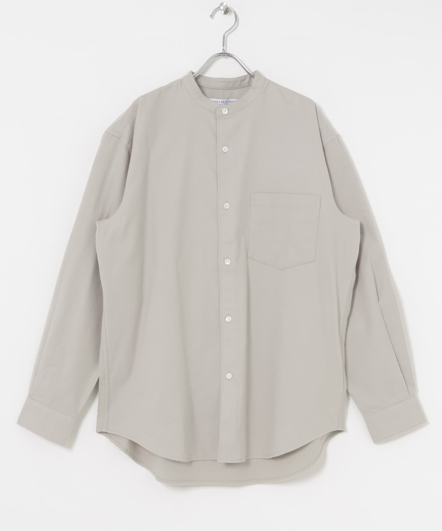 『UR TECH』バンドカラーシャツ ICEGRAY S