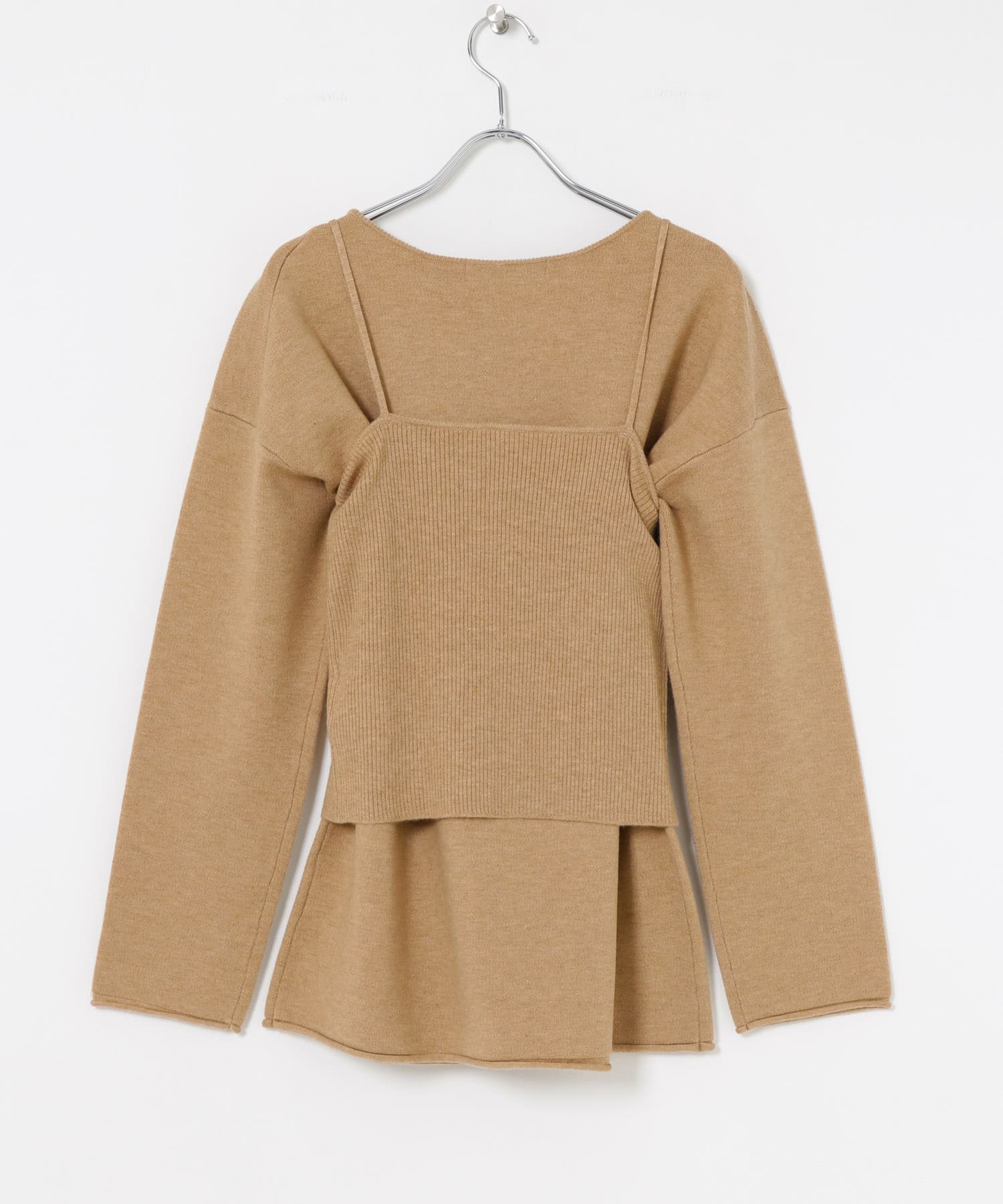 レイヤードニット BEIGE FREE