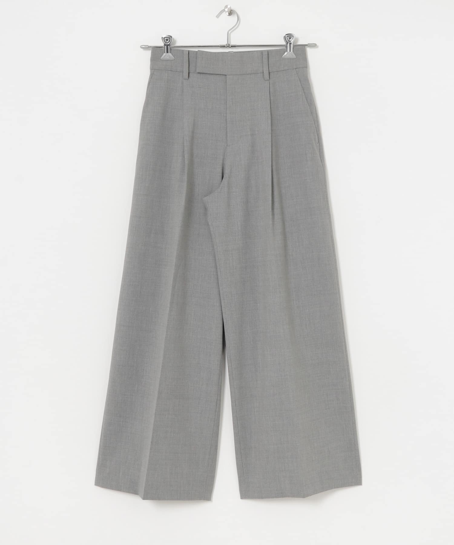 ウール混梳毛ワンタックワイドパンツ GRAY 36