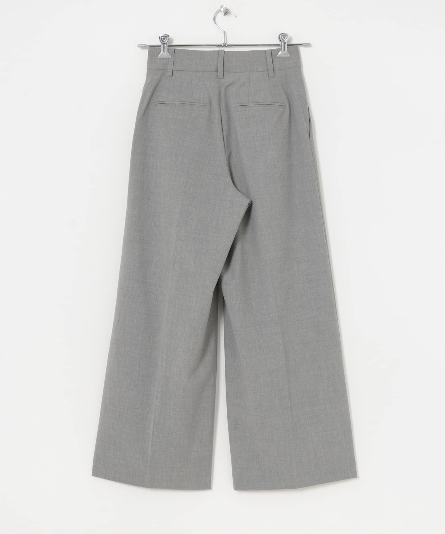 ウール混梳毛ワンタックワイドパンツ GRAY 36