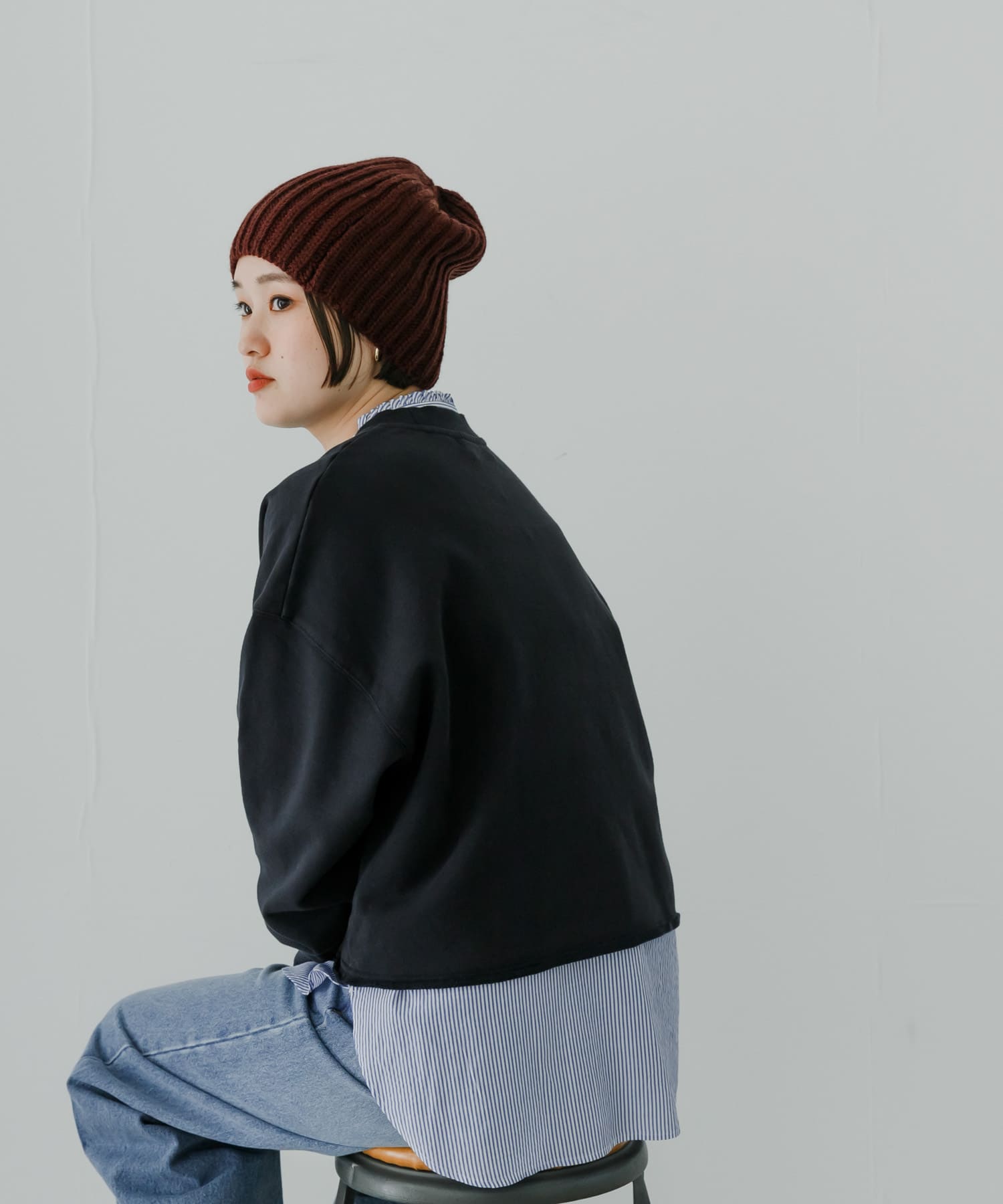 ニットキャップ BURGUNDY FREE