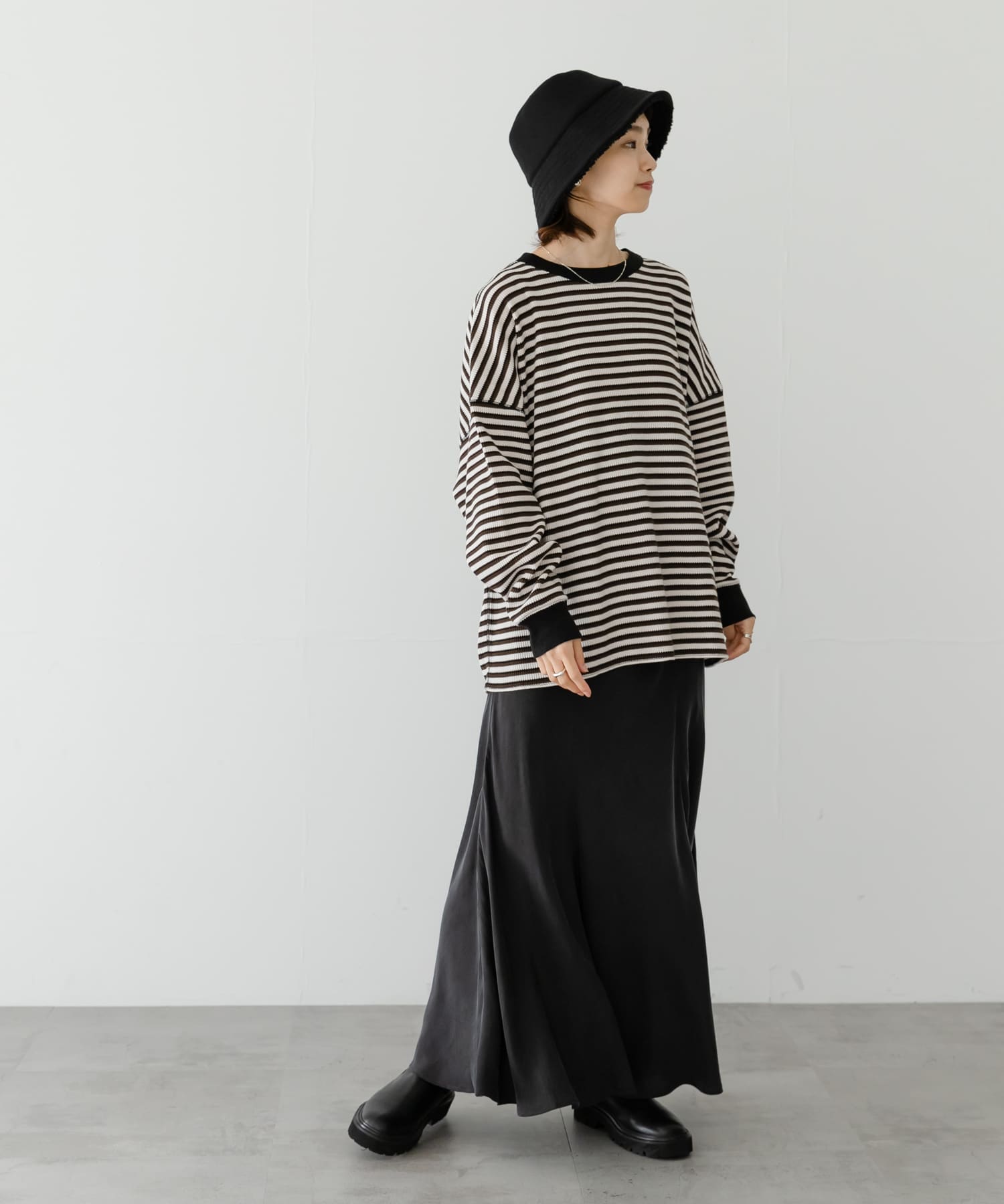 リバーシブルボアバケットハット BLACK FREE