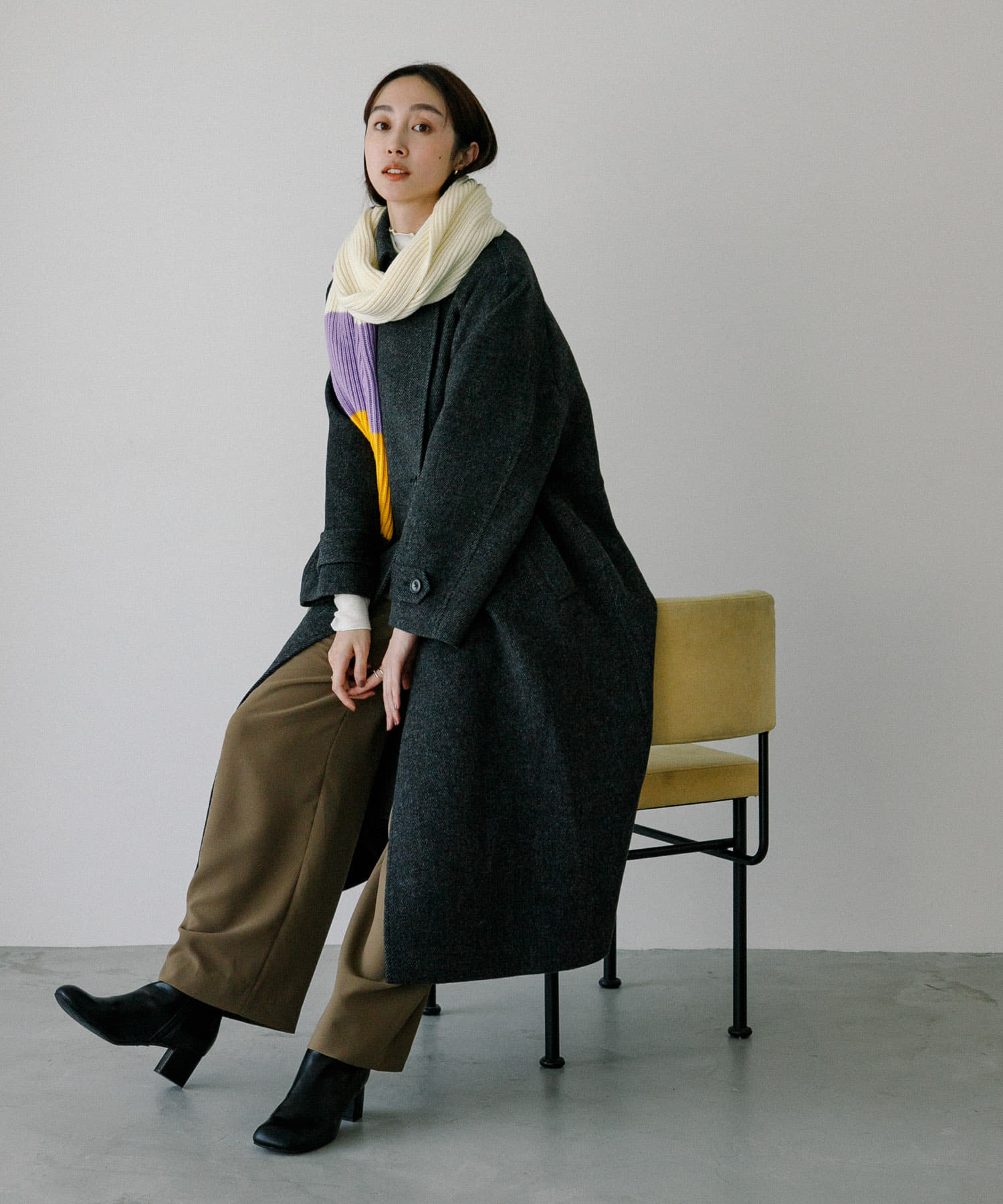 ボーダーニットマフラー MULTI WHT -