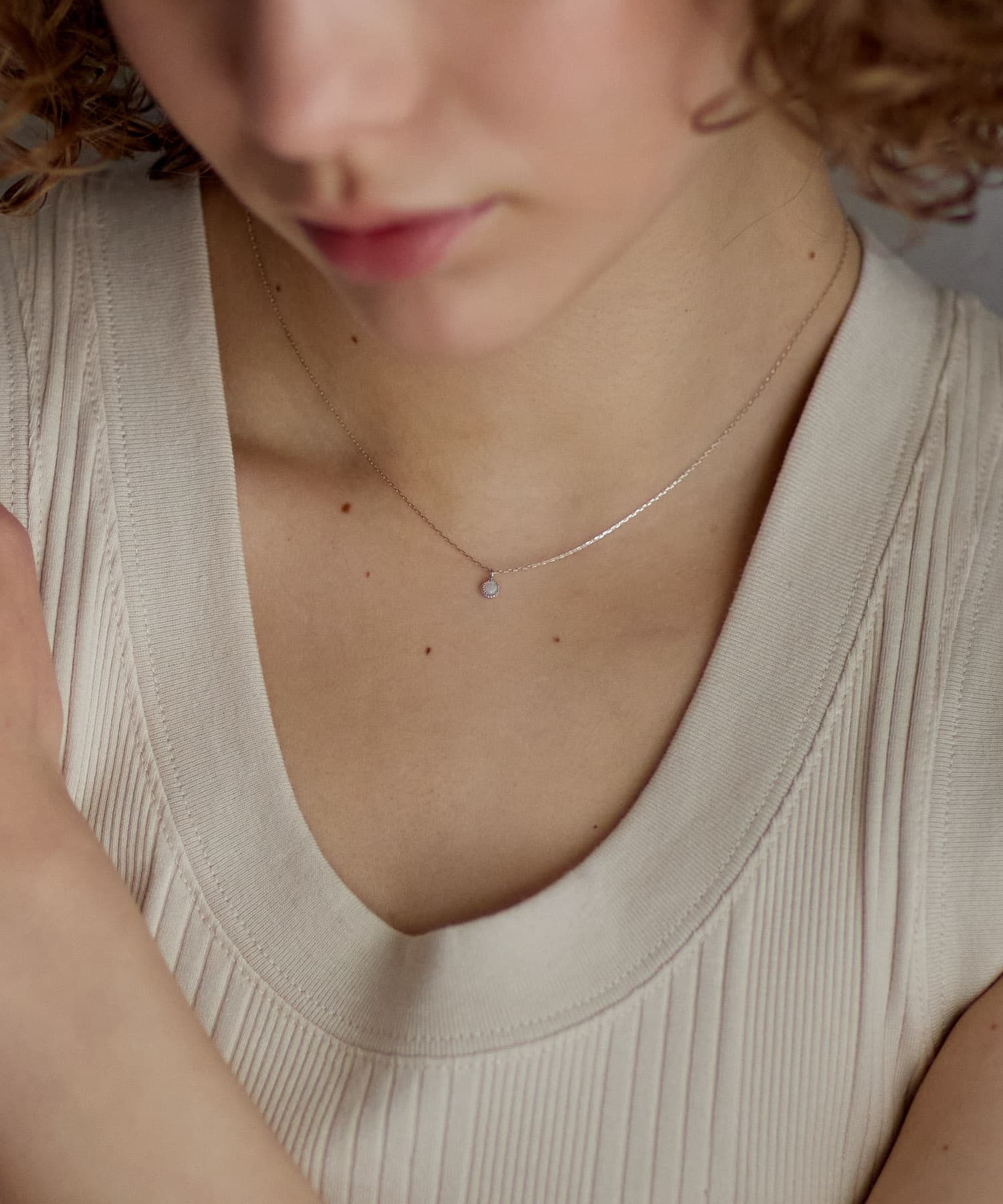 ff by decor urban research　ストーンネックレス オパールWG 10KWG -