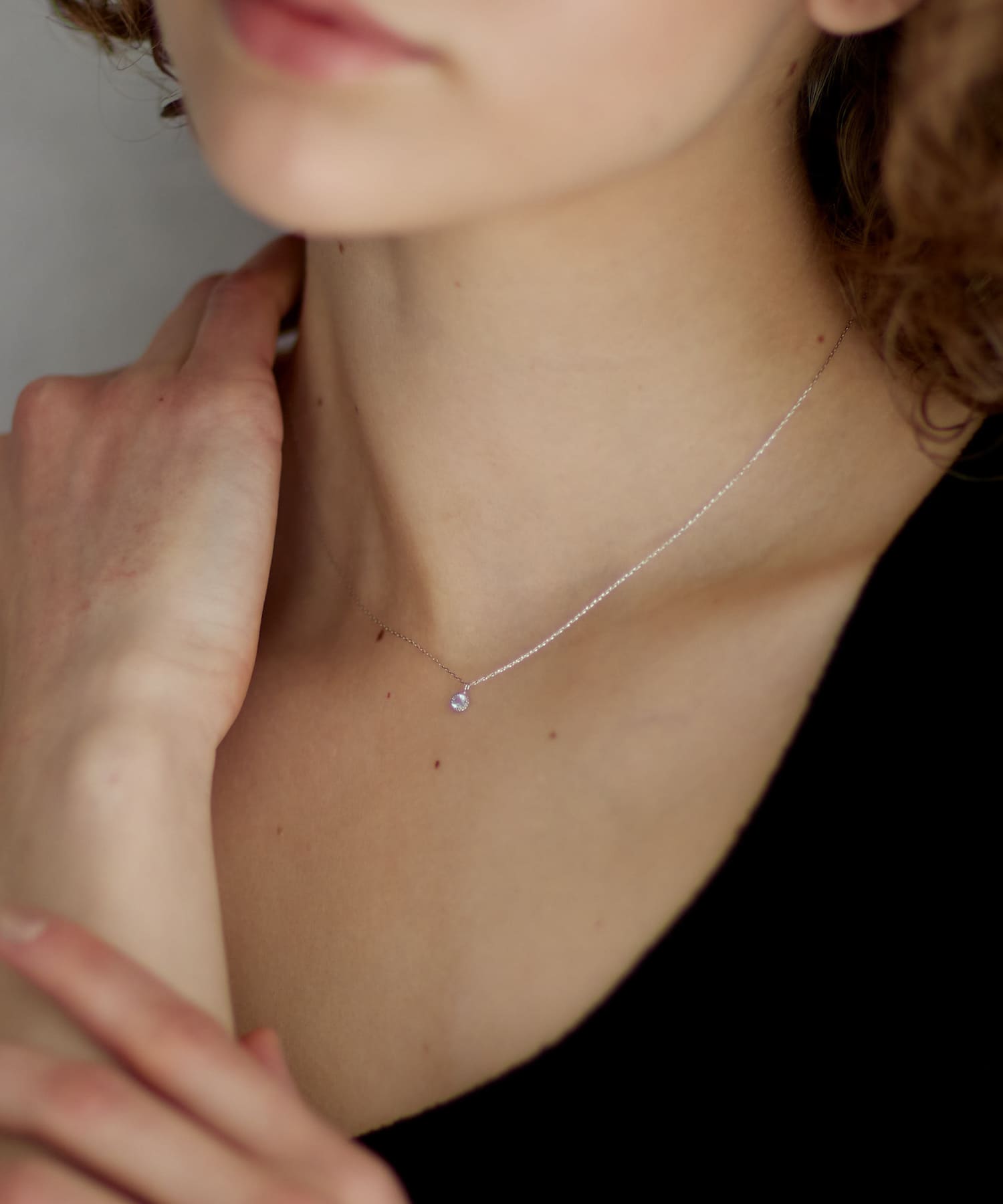 ff by decor urban research　ストーンネックレス アクアマリンWG 10KWG -