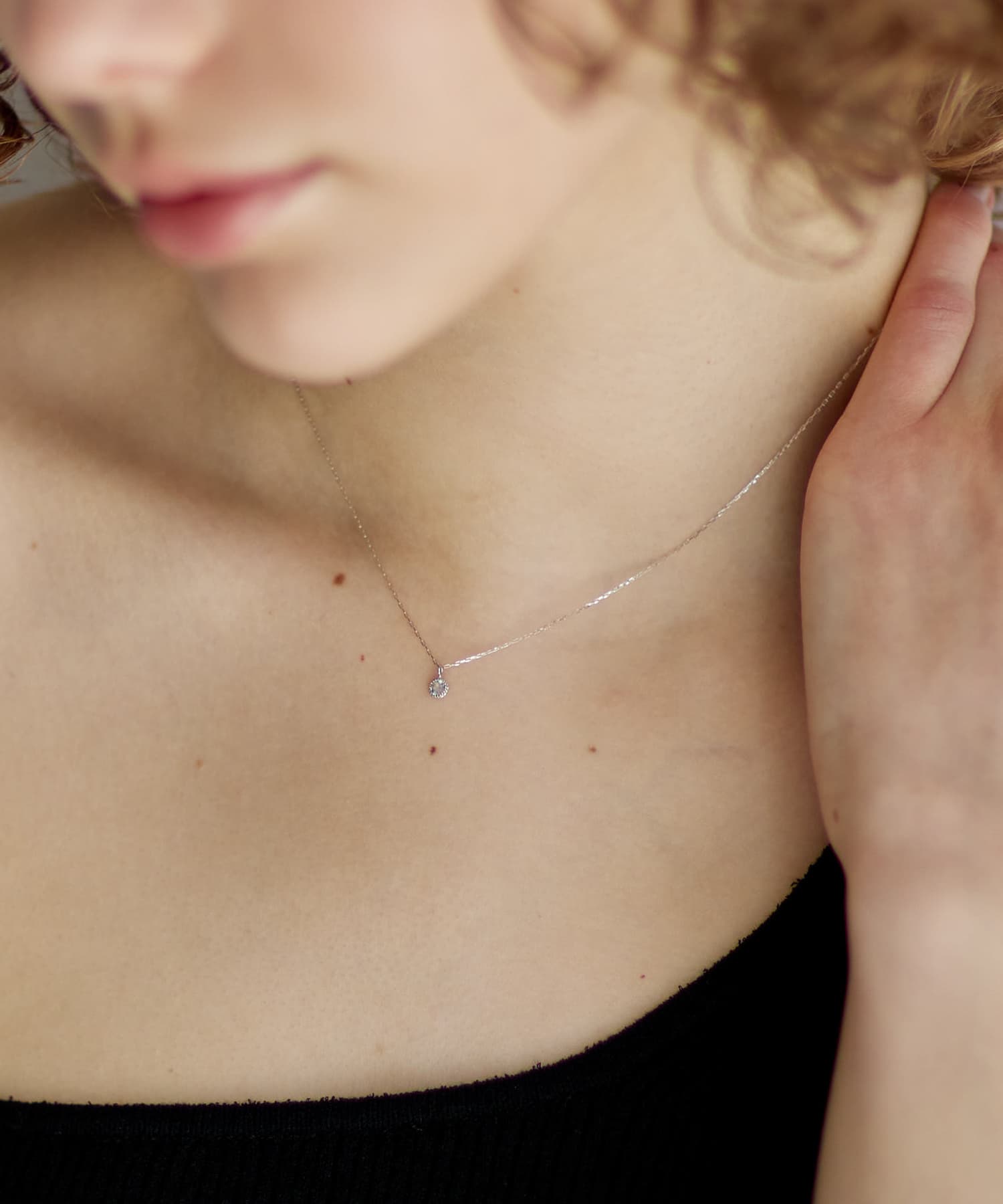 ff by decor urban research　ストーンネックレス アクアマリンWG 10KWG -