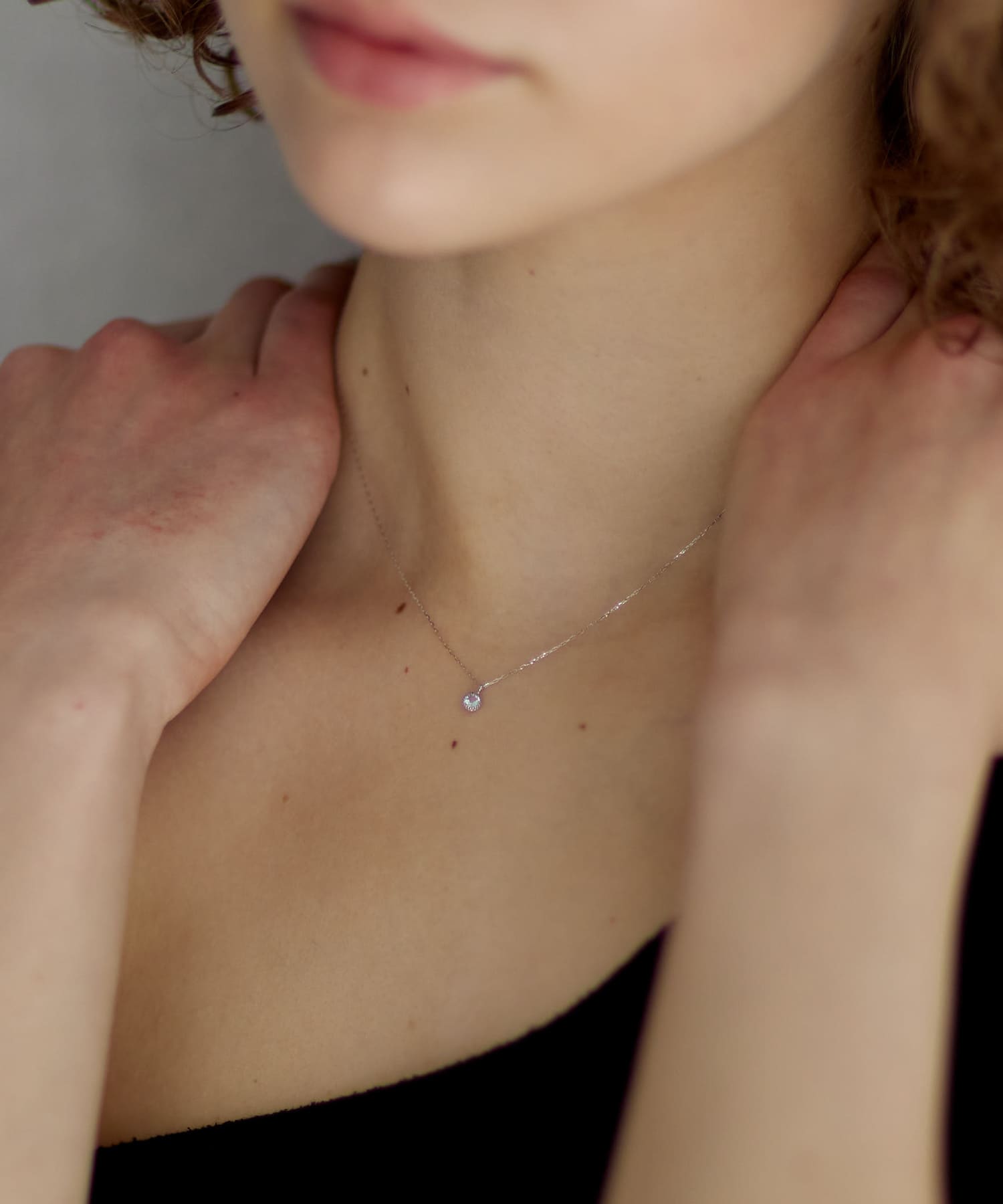 ff by decor urban research　ストーンネックレス アクアマリンWG 10KWG -