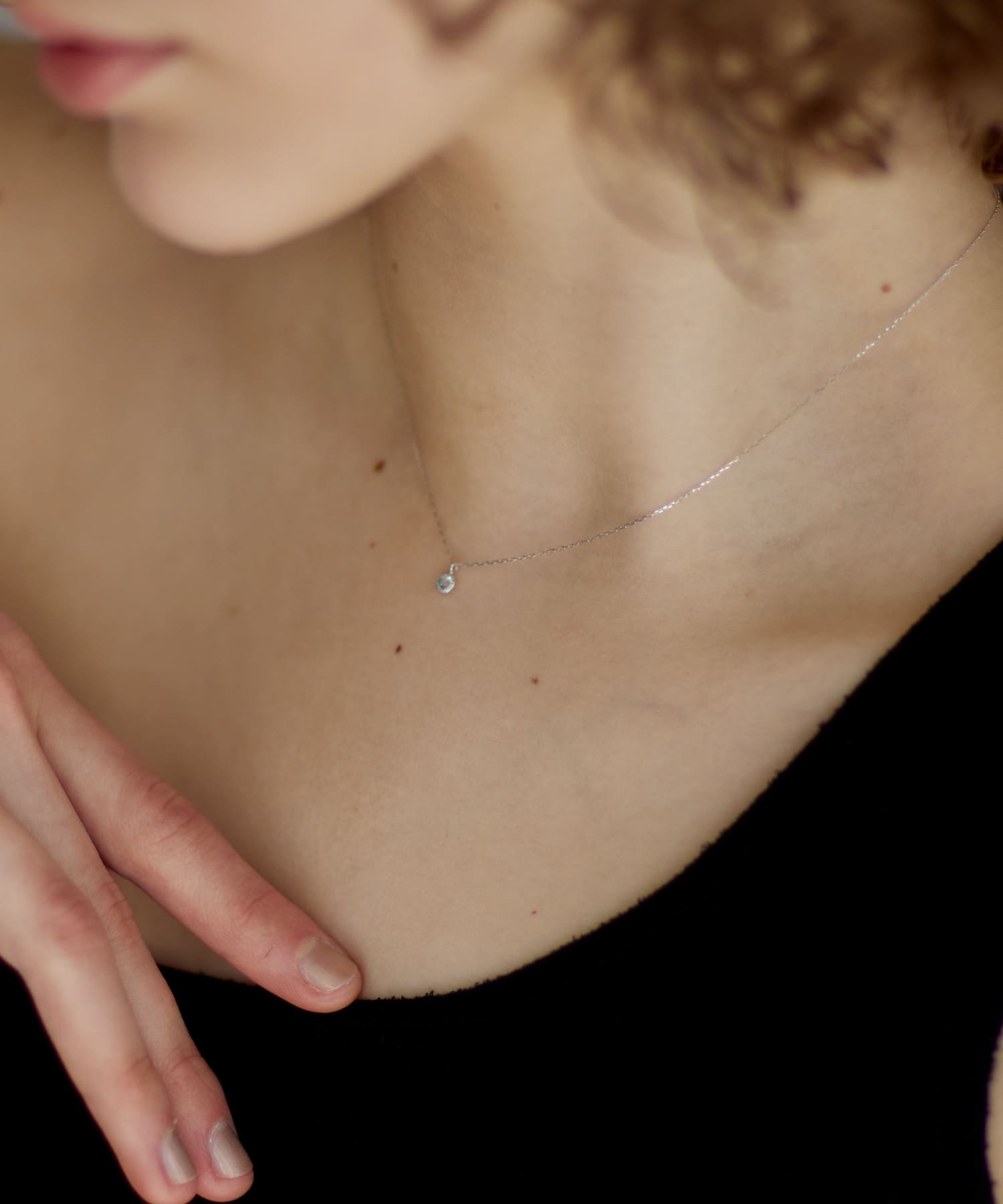 ff by decor urban research　ストーンネックレス アクアマリンWG 10KWG -