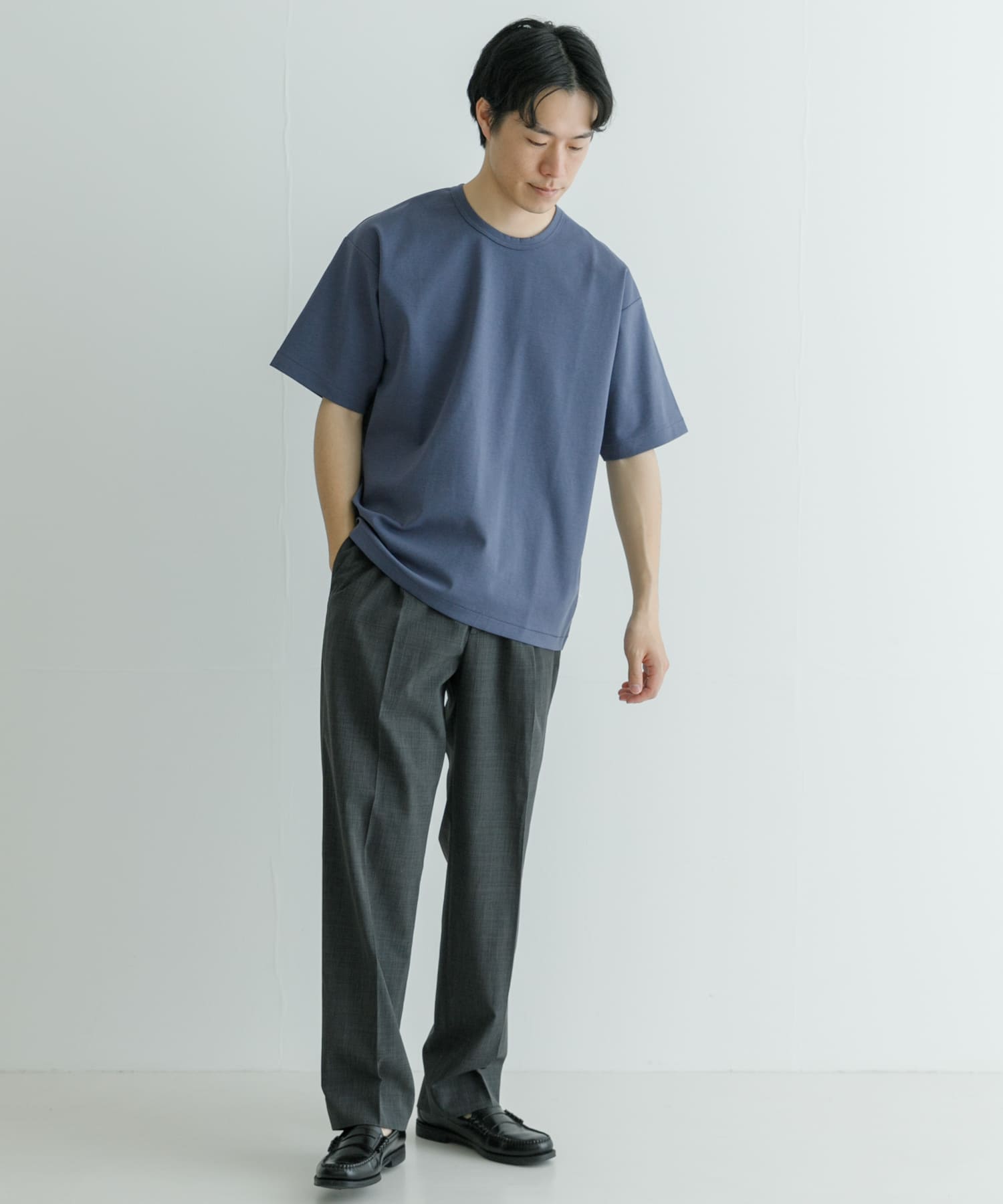 『XLサイズあり』接触冷感スムージーTシャツ BLUE/GRAY S
