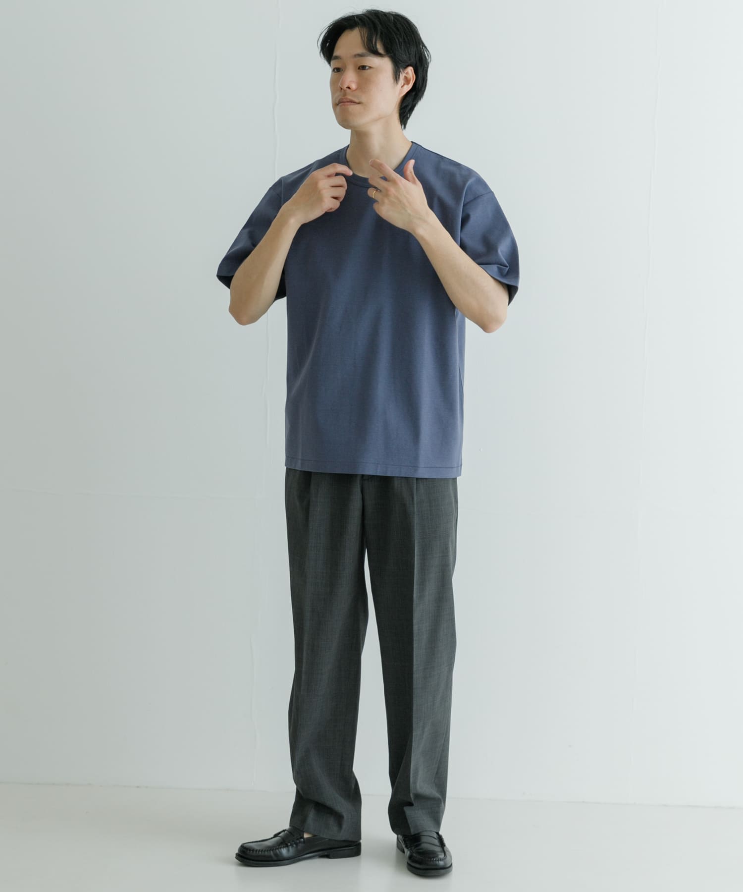 『XLサイズあり』接触冷感スムージーTシャツ BLUE/GRAY S
