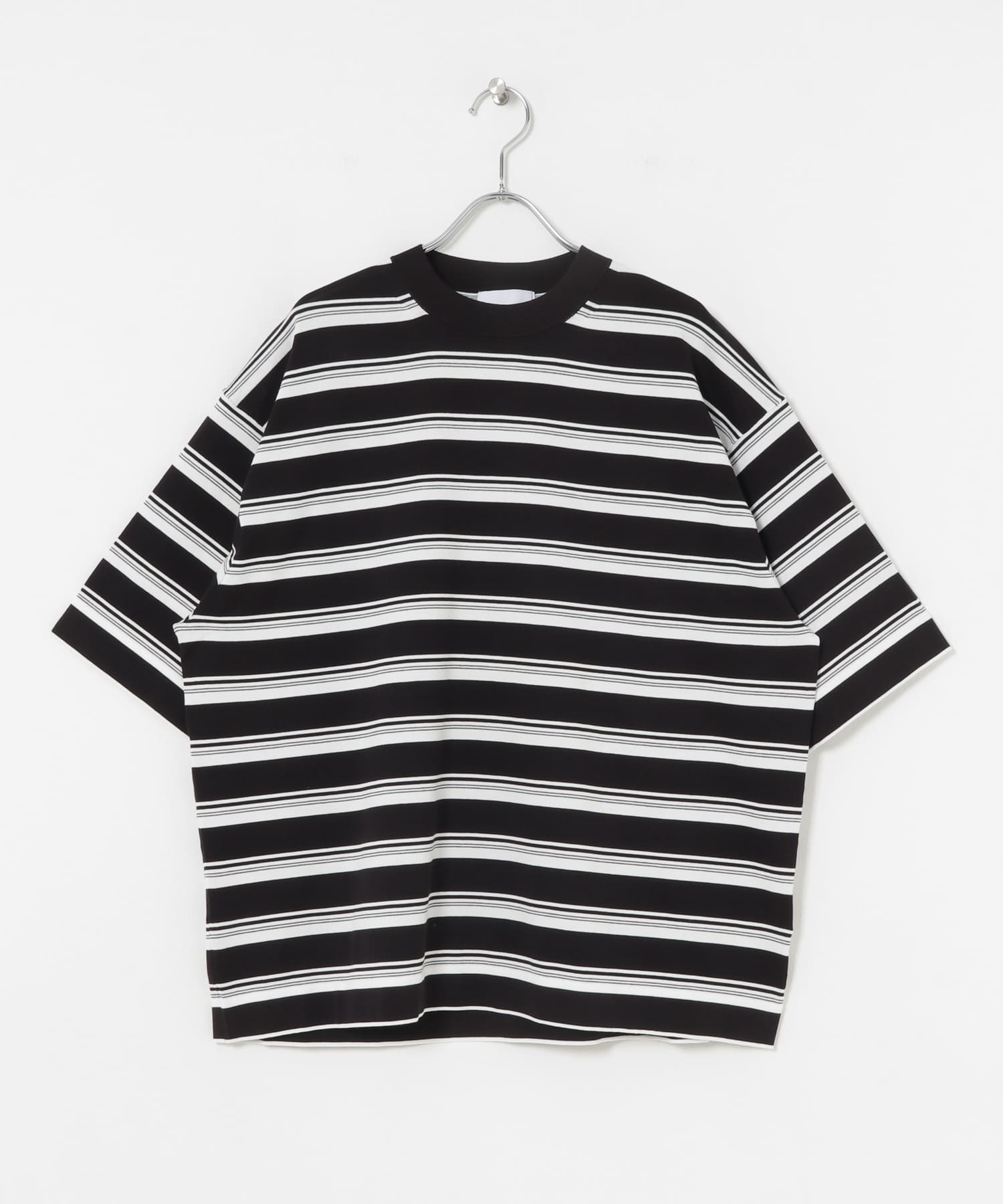 16GマルチボーダーニットTシャツ BLACK M