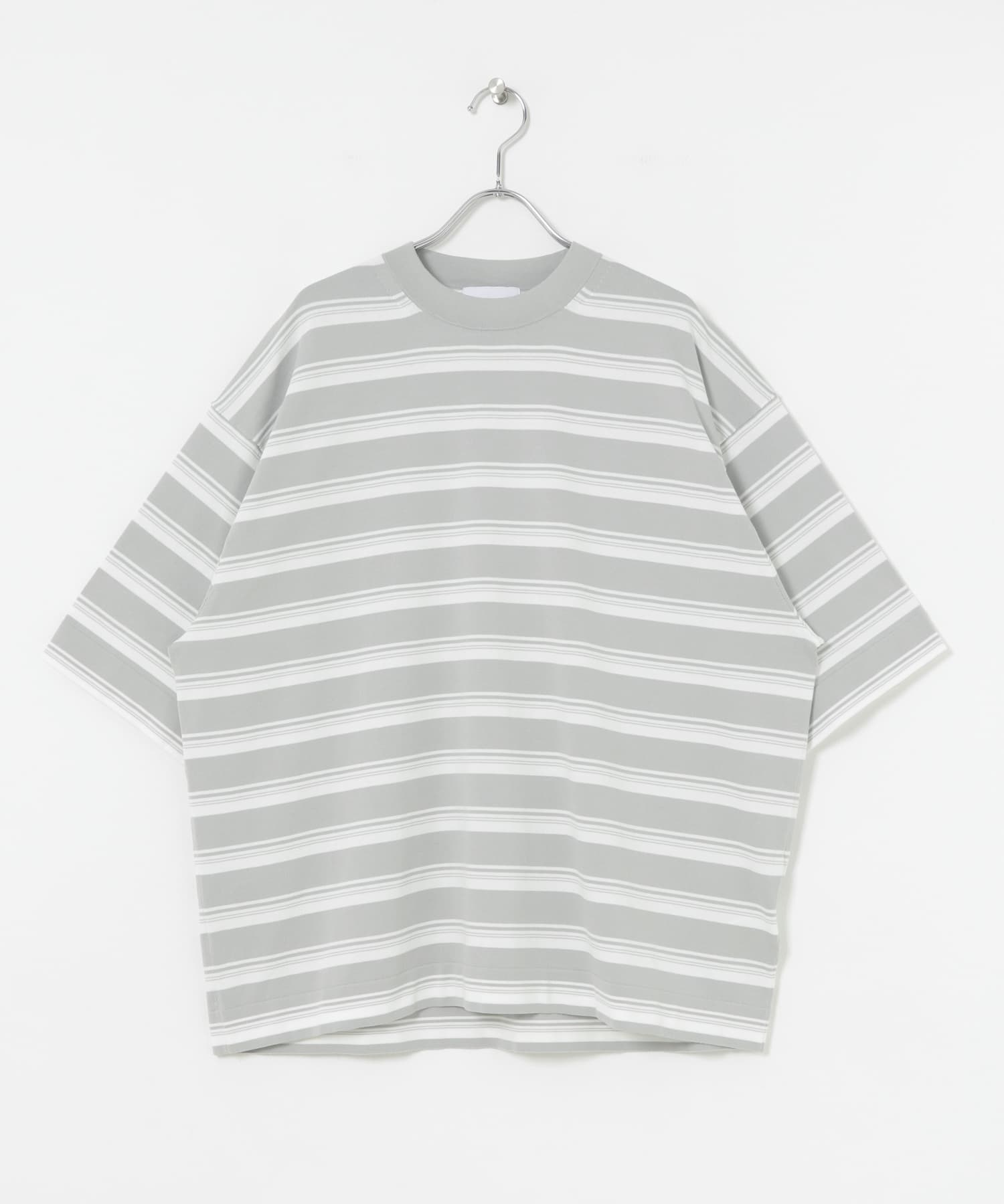 16GマルチボーダーニットTシャツ L.GRAY M
