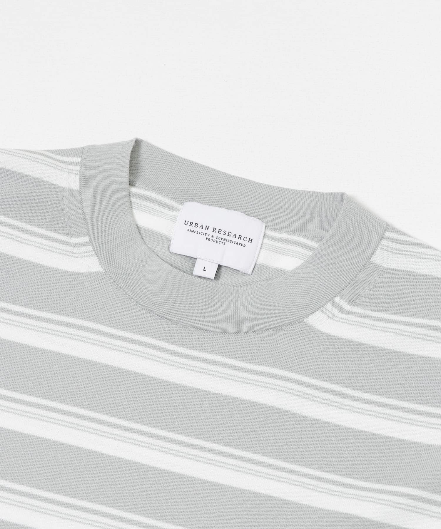 16GマルチボーダーニットTシャツ L.GRAY M