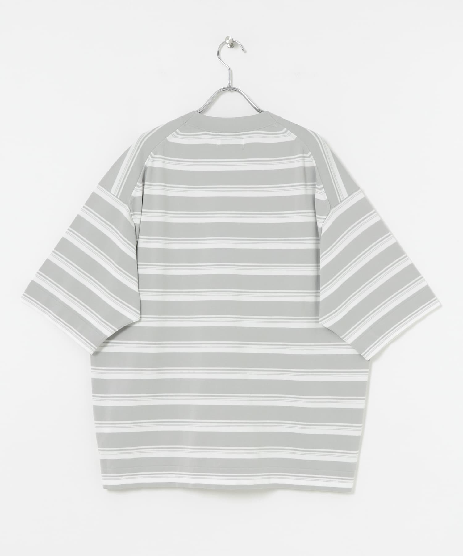 16GマルチボーダーニットTシャツ L.GRAY M