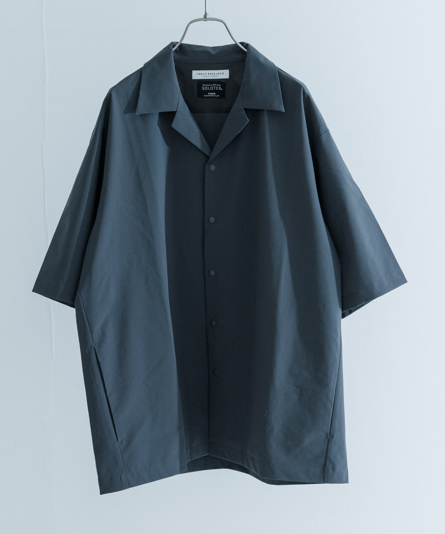 『撥水』SOLOTEX STRETCH SHORT-SLEEVE SHIRTS CHARCOAL M