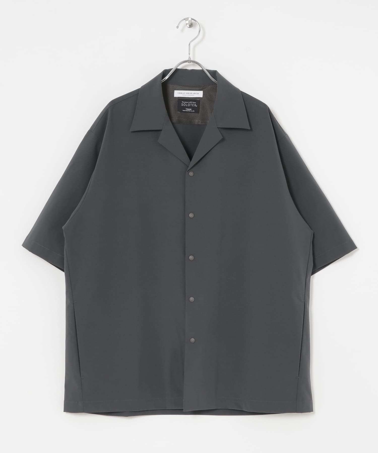 『撥水』SOLOTEX STRETCH SHORT-SLEEVE SHIRTS CHARCOAL M