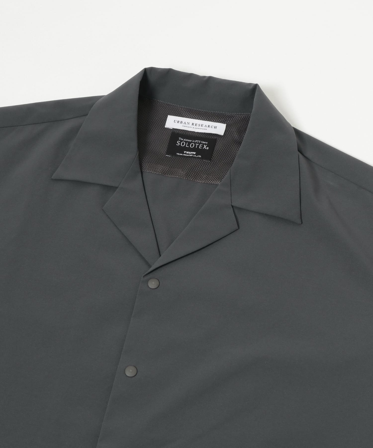 『撥水』SOLOTEX STRETCH SHORT-SLEEVE SHIRTS CHARCOAL M