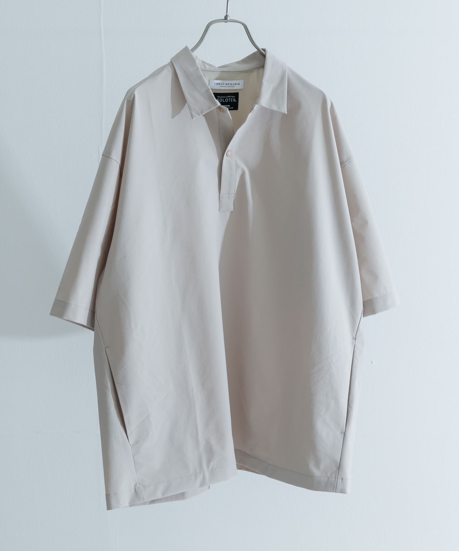 『撥水』SOLOTEX STRETCH SHORT-SLEEVE SHIRTS GREIGE M