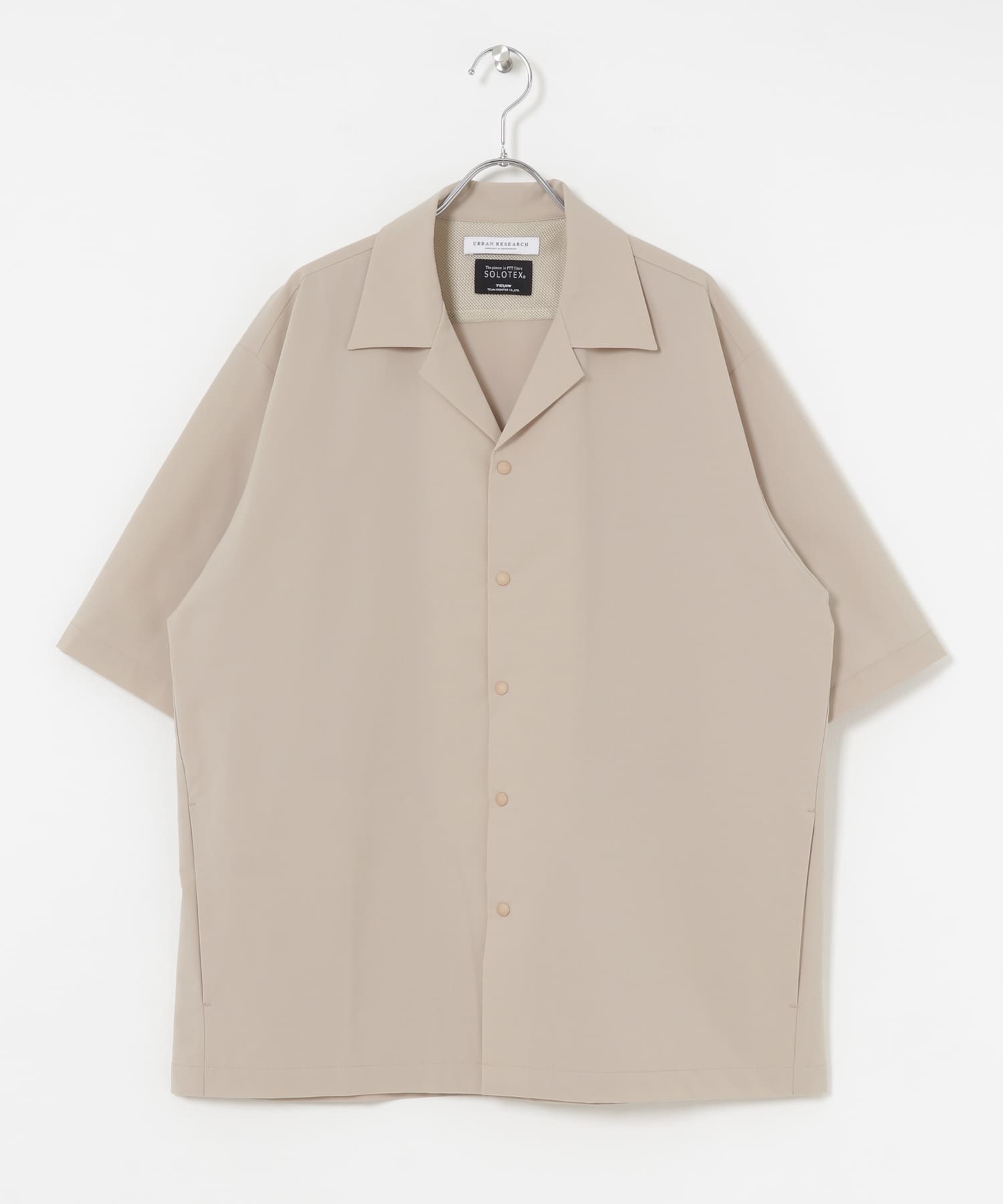 『撥水』SOLOTEX STRETCH SHORT-SLEEVE SHIRTS GREIGE M