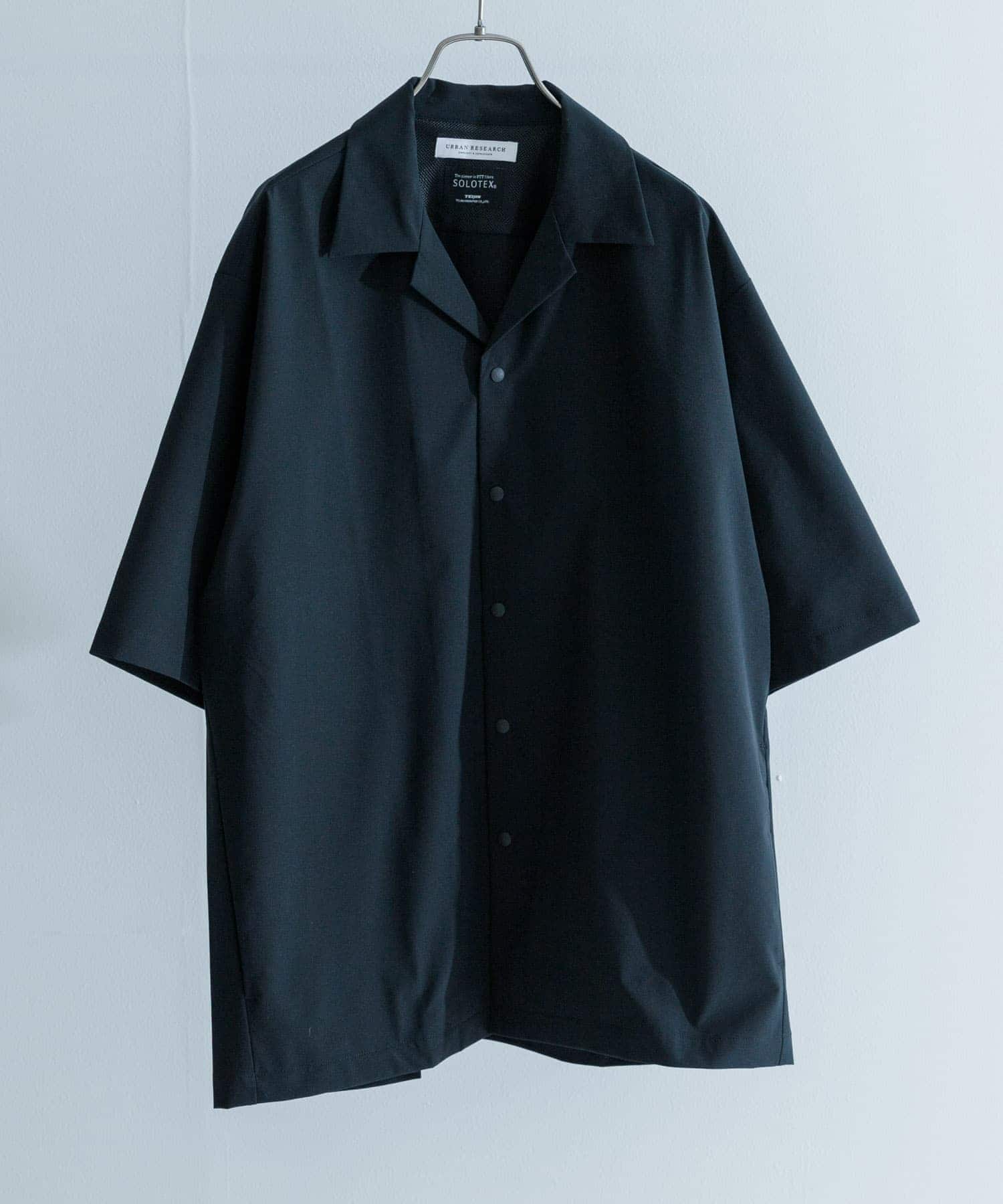 『撥水』SOLOTEX STRETCH SHORT-SLEEVE SHIRTS BLACK M