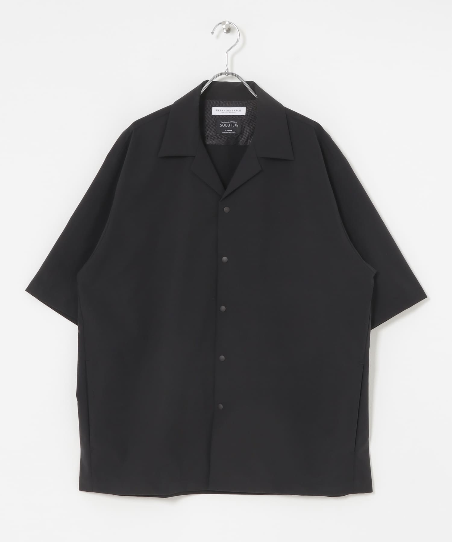 『撥水』SOLOTEX STRETCH SHORT-SLEEVE SHIRTS BLACK M