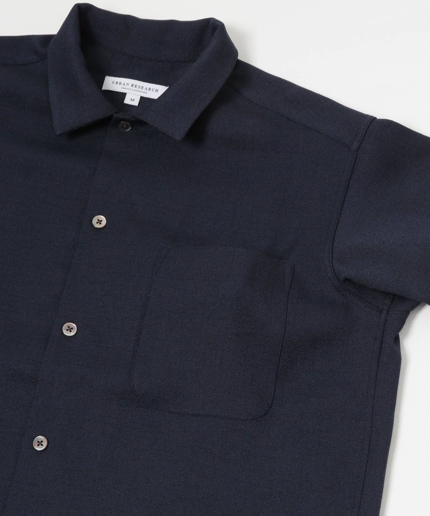 『UR TECH DRYLUXE』リネンライクショートスリーブシャツ NAVY M