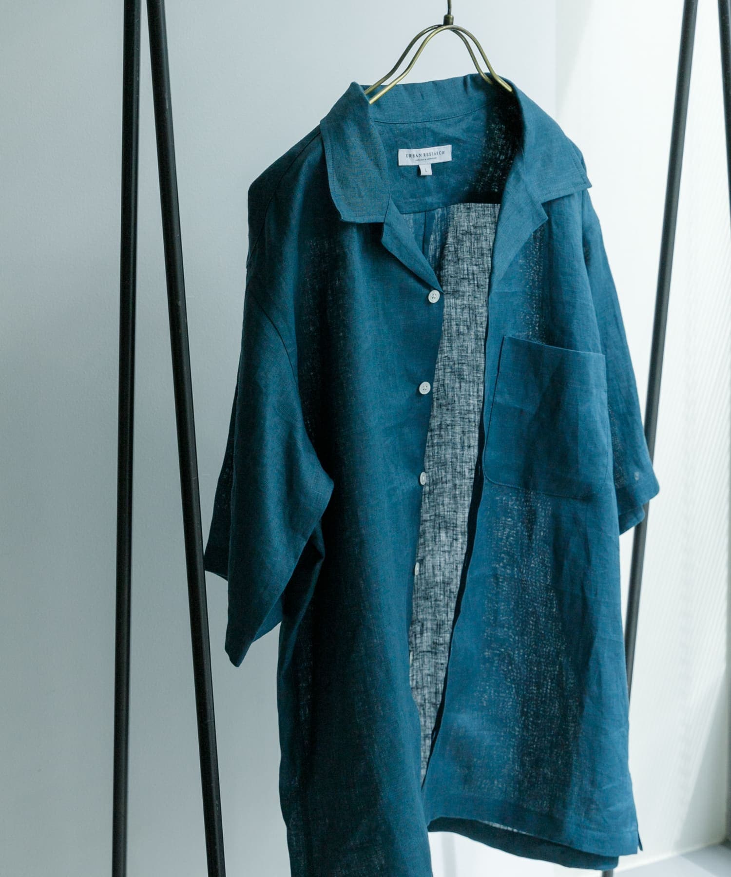 LinenOpenCollorShirts ASH/BLUE S