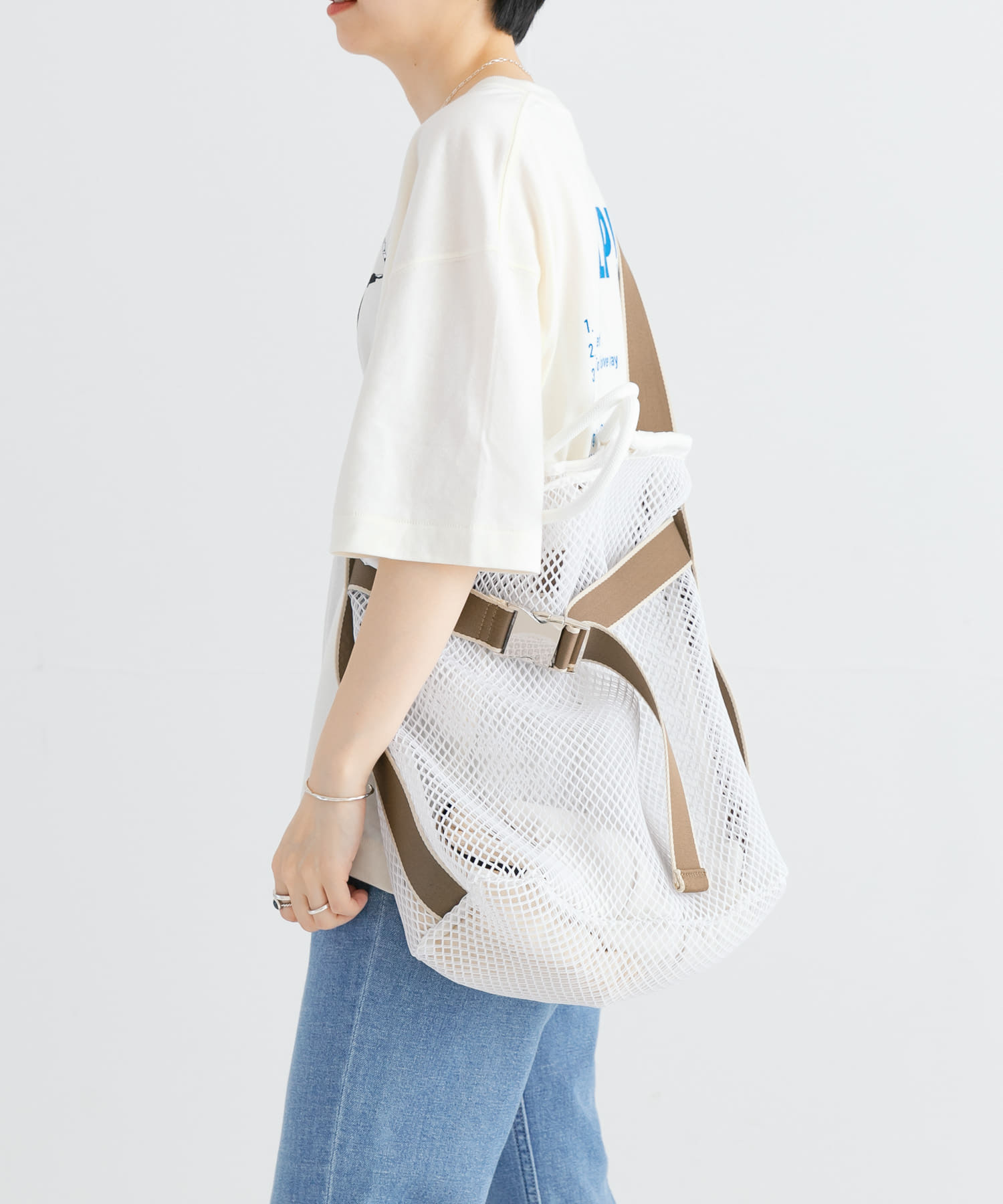 メッシュベルトトートバッグ WHITE -