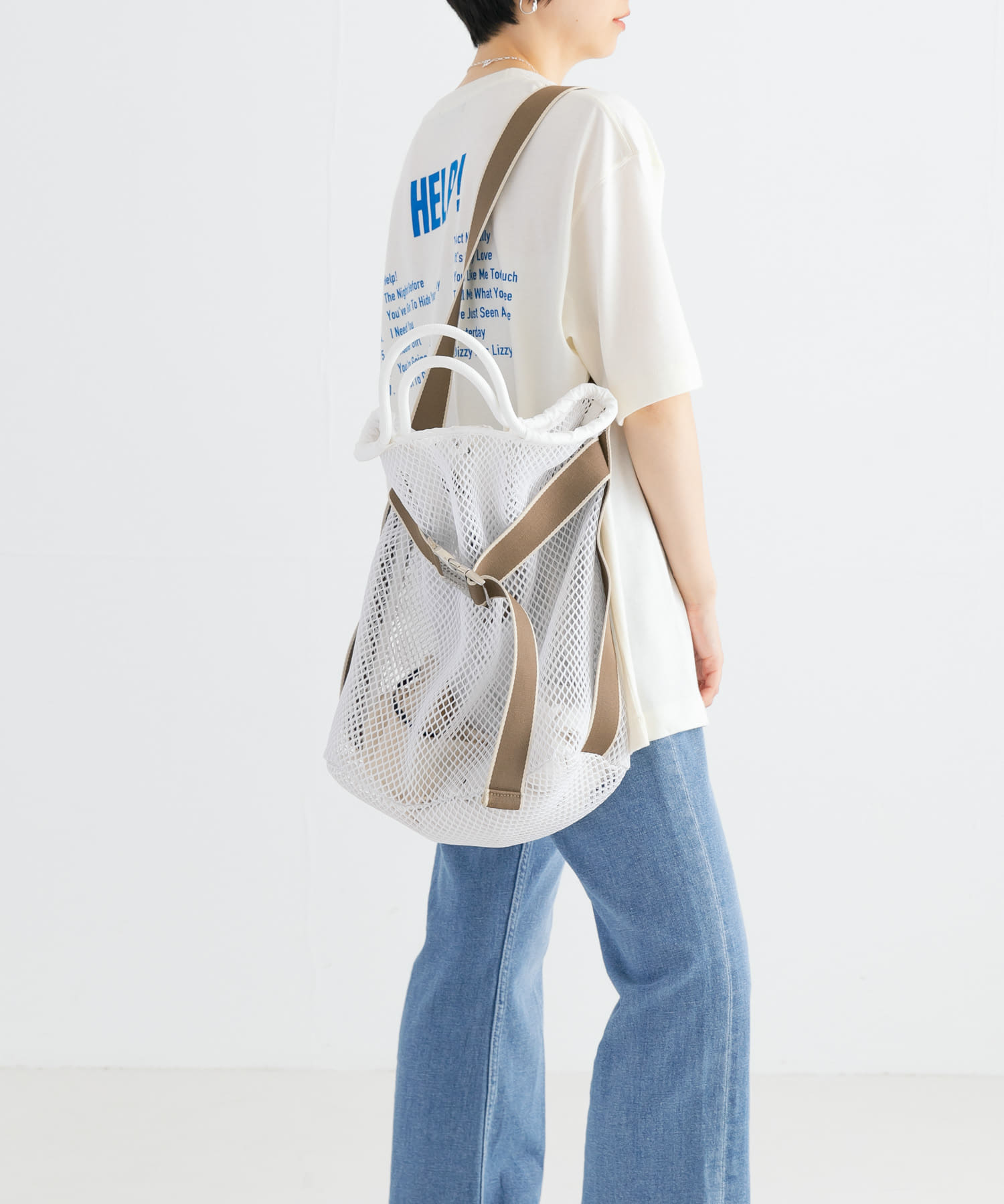 メッシュベルトトートバッグ WHITE -