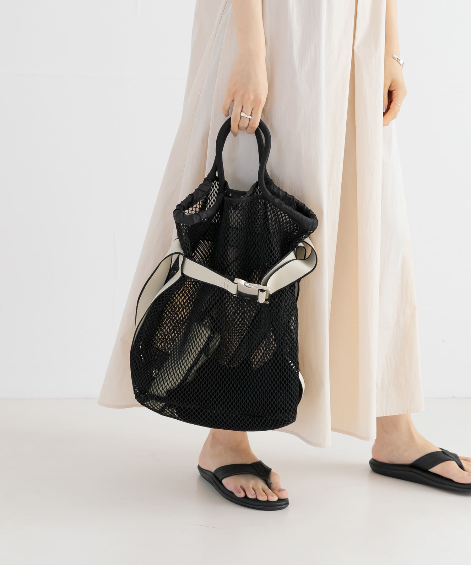 メッシュベルトトートバッグ BLACK -