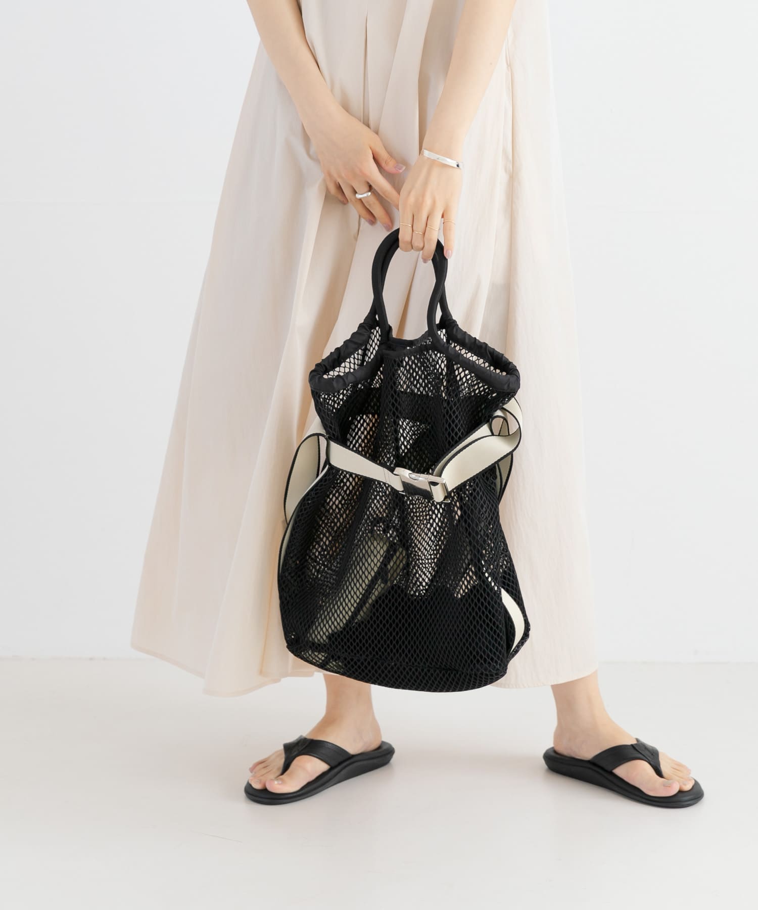 メッシュベルトトートバッグ BLACK -