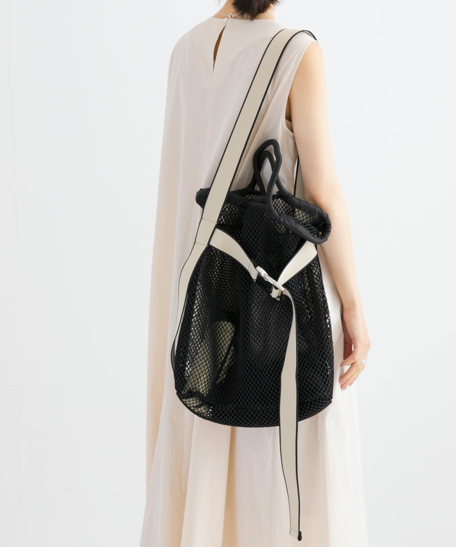 メッシュベルトトートバッグ BLACK -