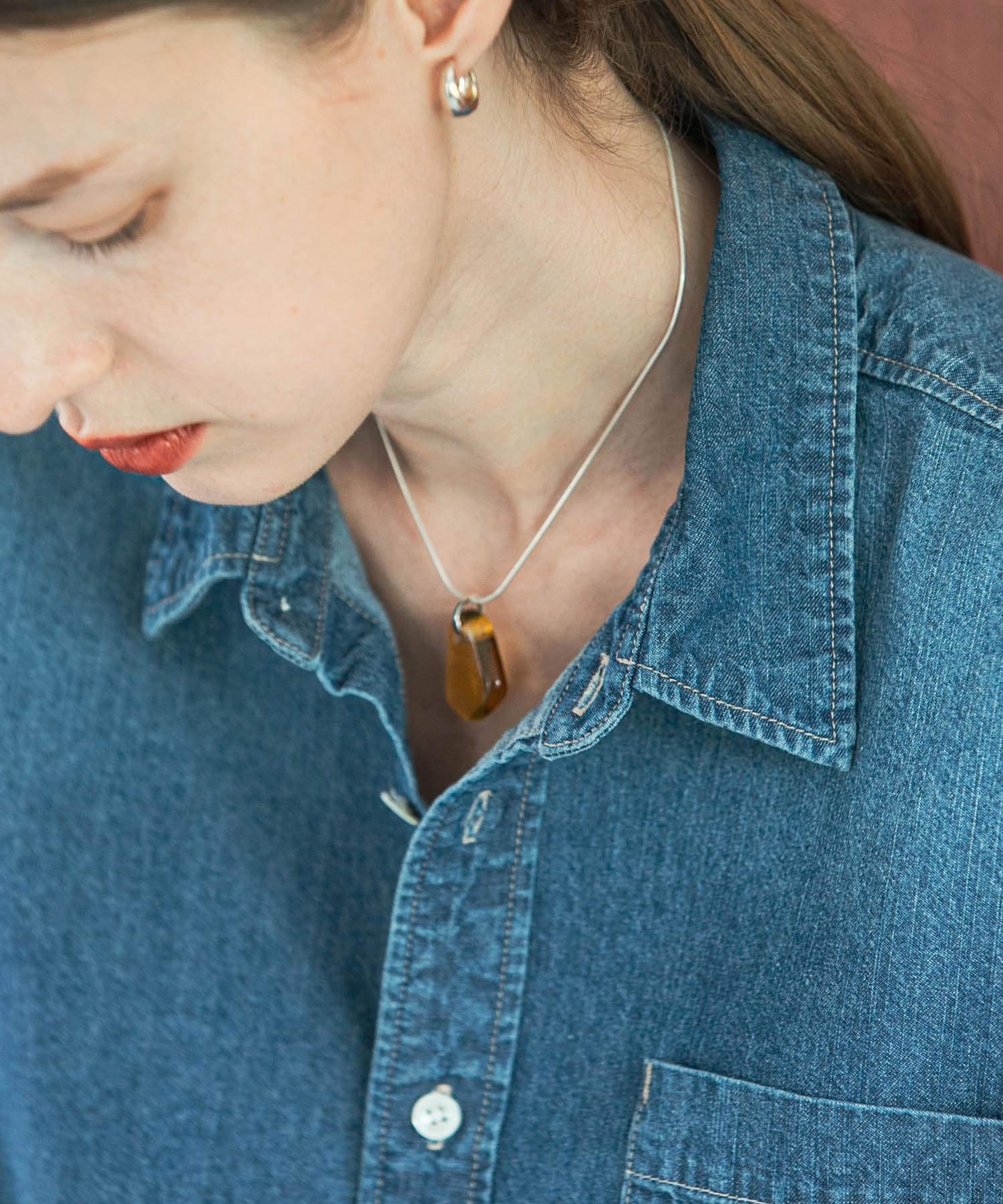 decor『デコール』　Rectangleglass Necklace YELLOW -