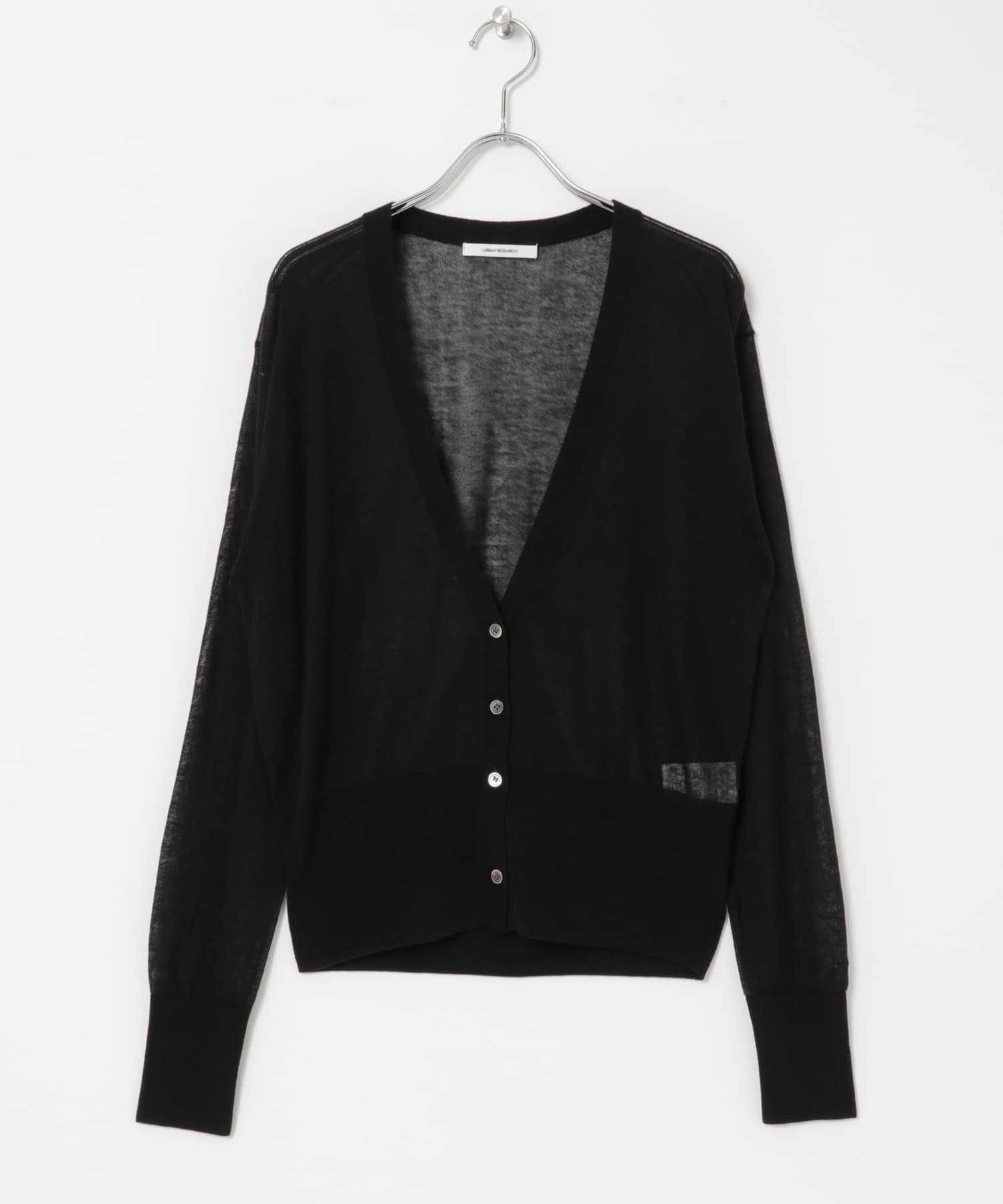 カシミヤミックスVネックカーディガン BLACK FREE