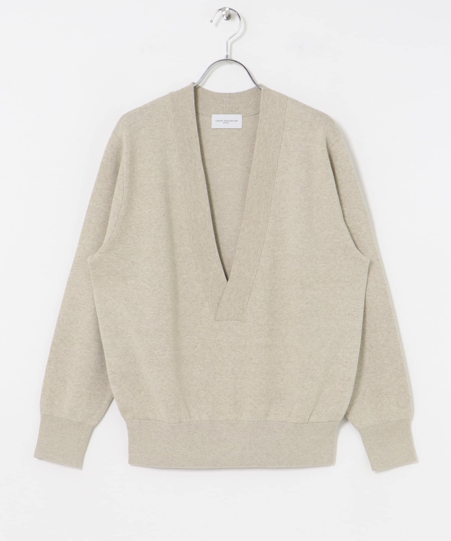 BROSコットンVネックニット BEIGE FREE