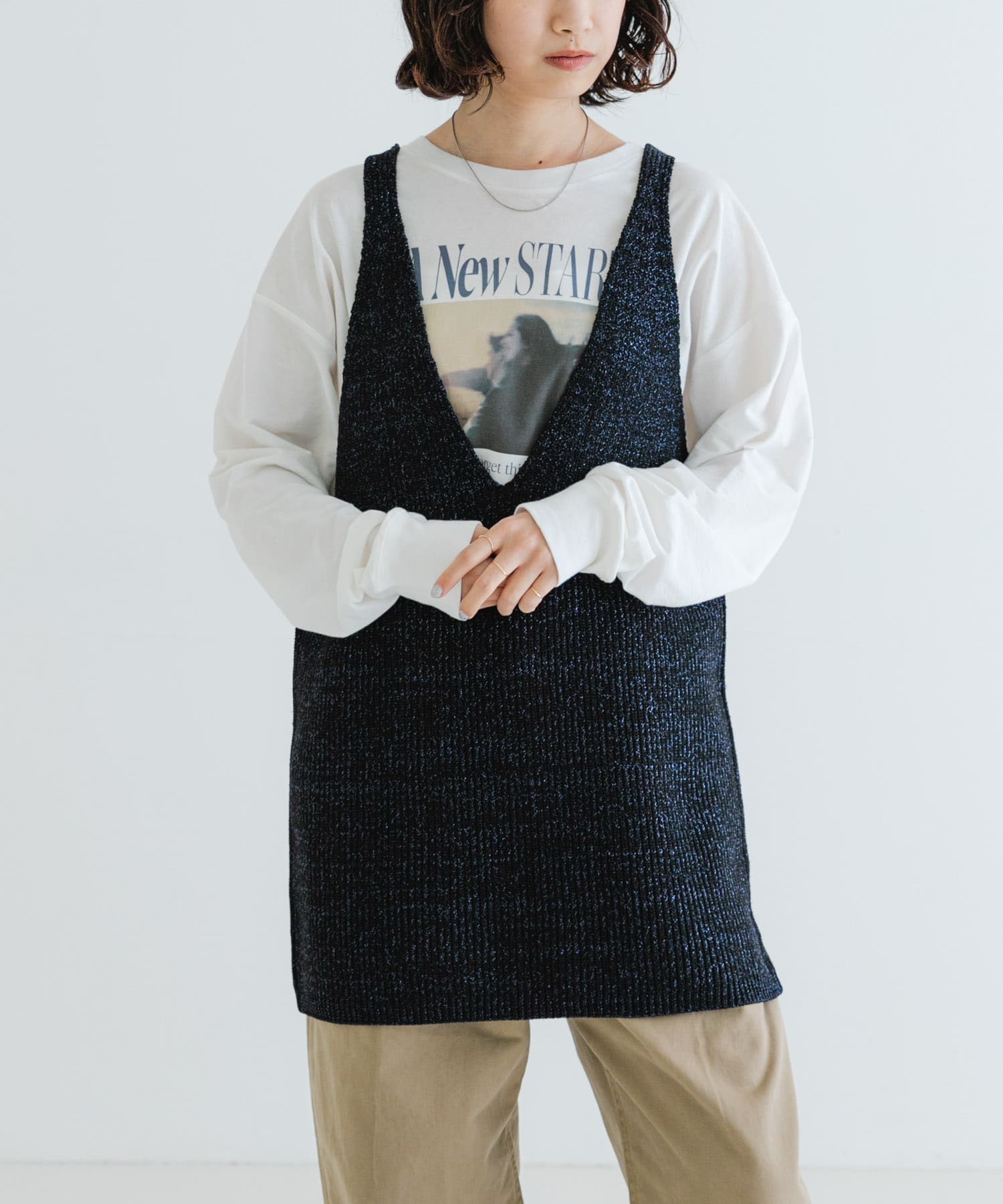 チュニックラメニットベスト