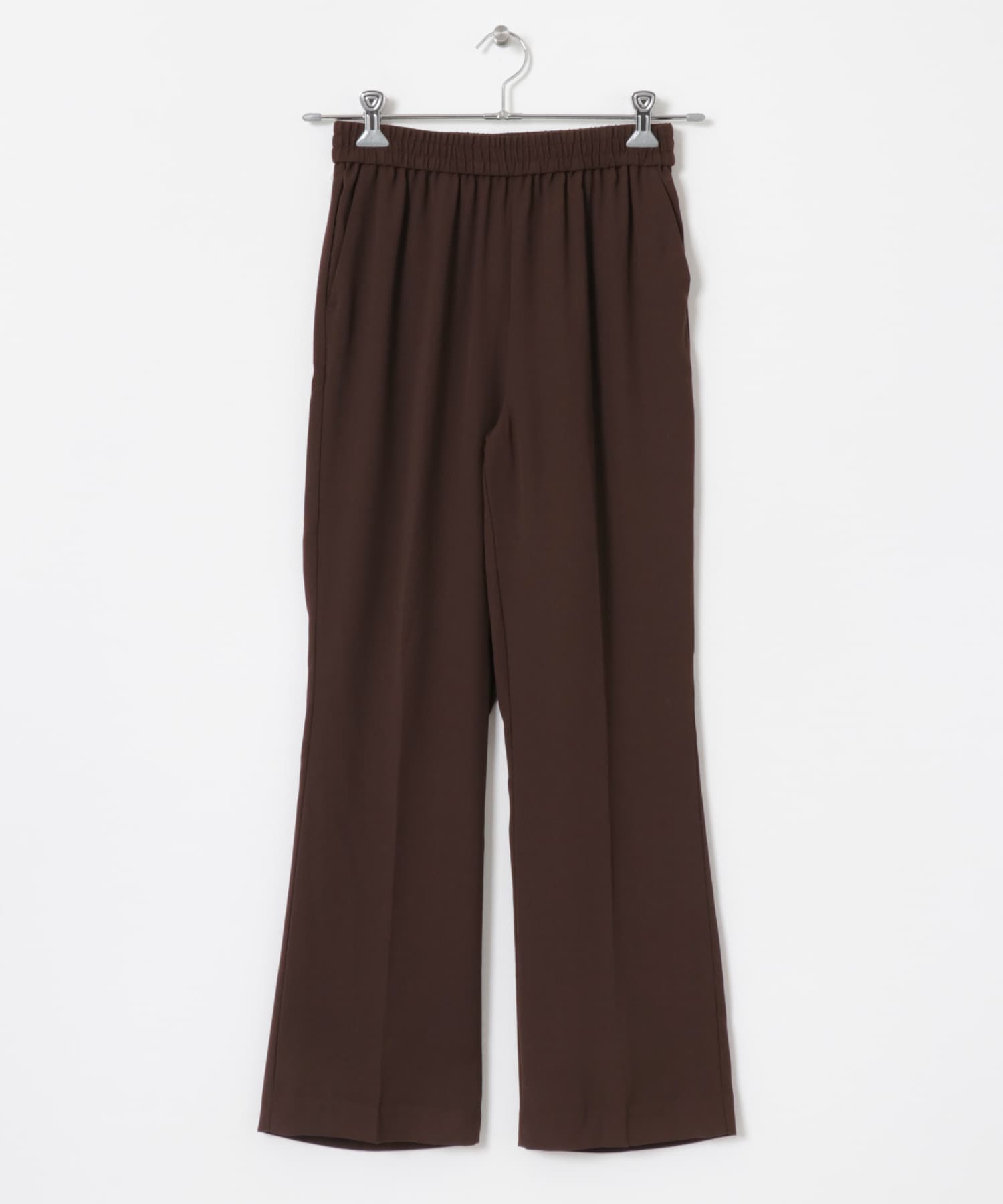バックサテンスリムイージーパンツ BROWN 36