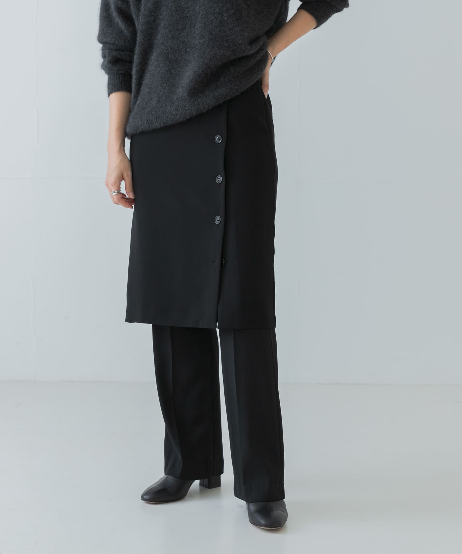【1】crewre ラップレイヤードIラインスカート crewre online shop / ラップレイヤードIラインスカート