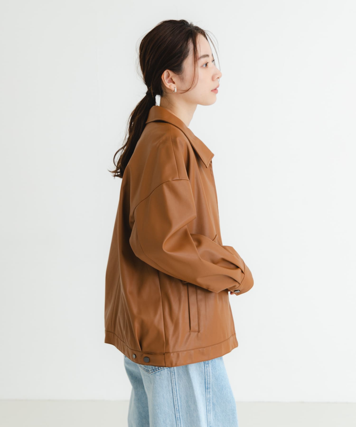 URBAN RESEARCH キャメル レザージャケット　Ｍ　美品未着用 レザーライクジップブルゾン(FREE CAMEL): アウター｜URBAN