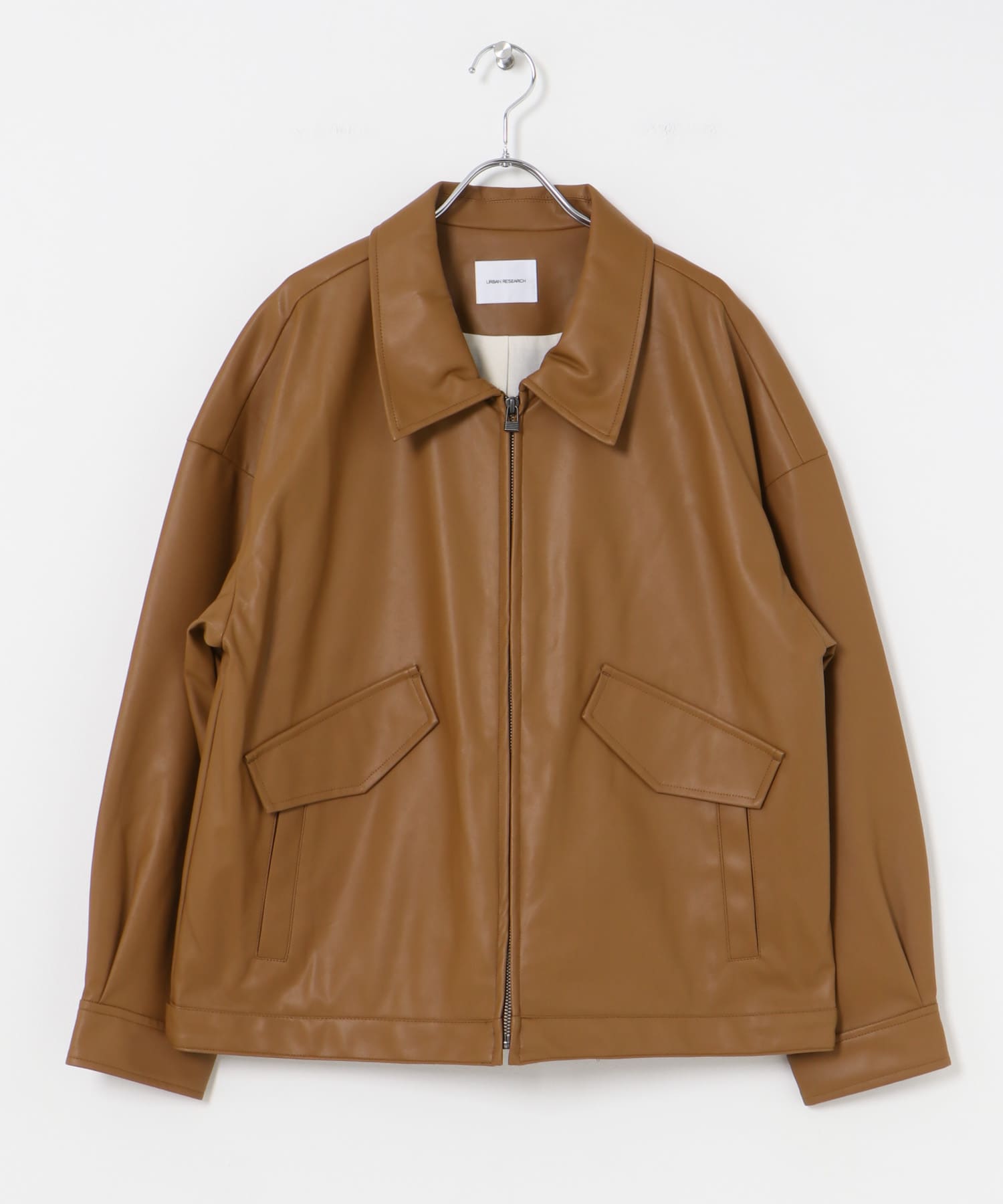 レザーライクジップブルゾン CAMEL FREE