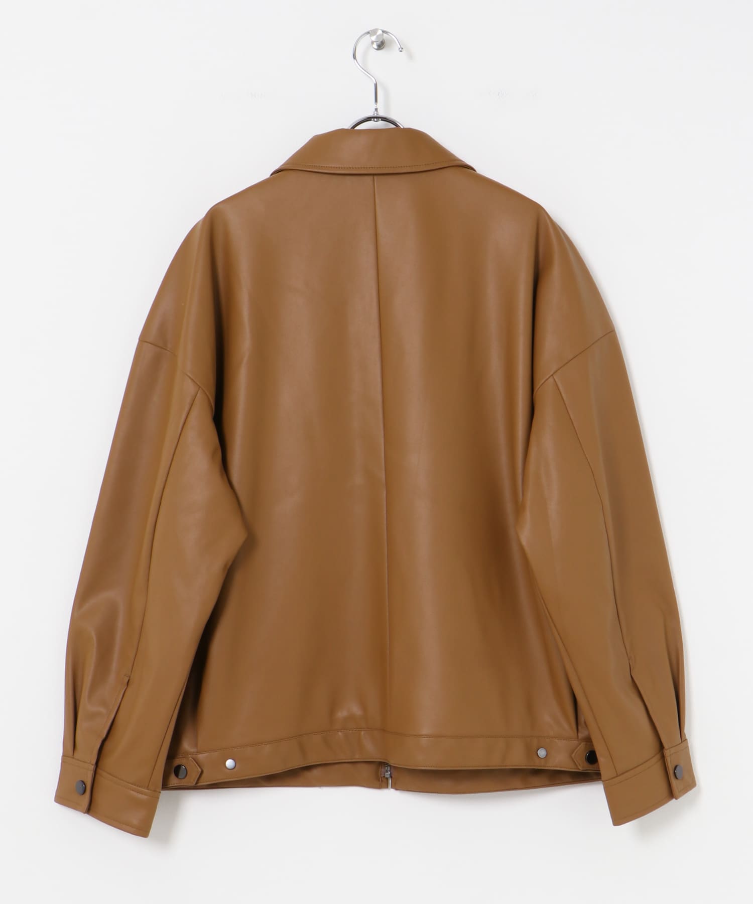 レザーライクジップブルゾン CAMEL FREE