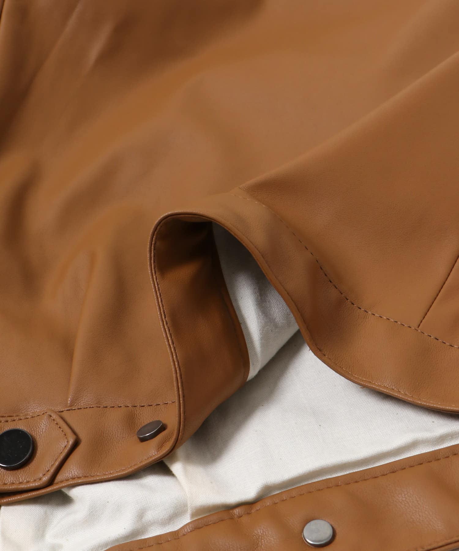 レザーライクジップブルゾン CAMEL FREE